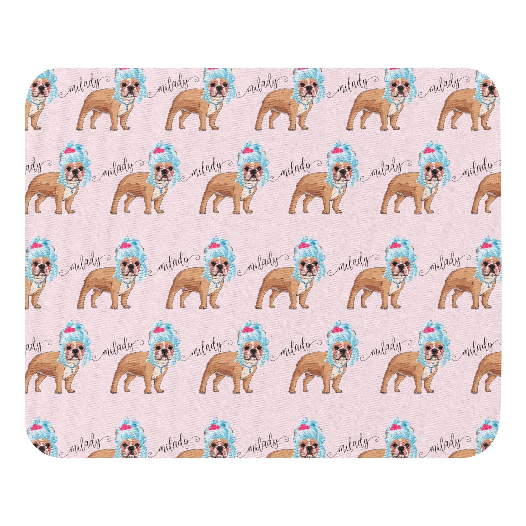 "Milady" Mouse Pad | Fawn & White Colored French Bulldog with Blue Hair