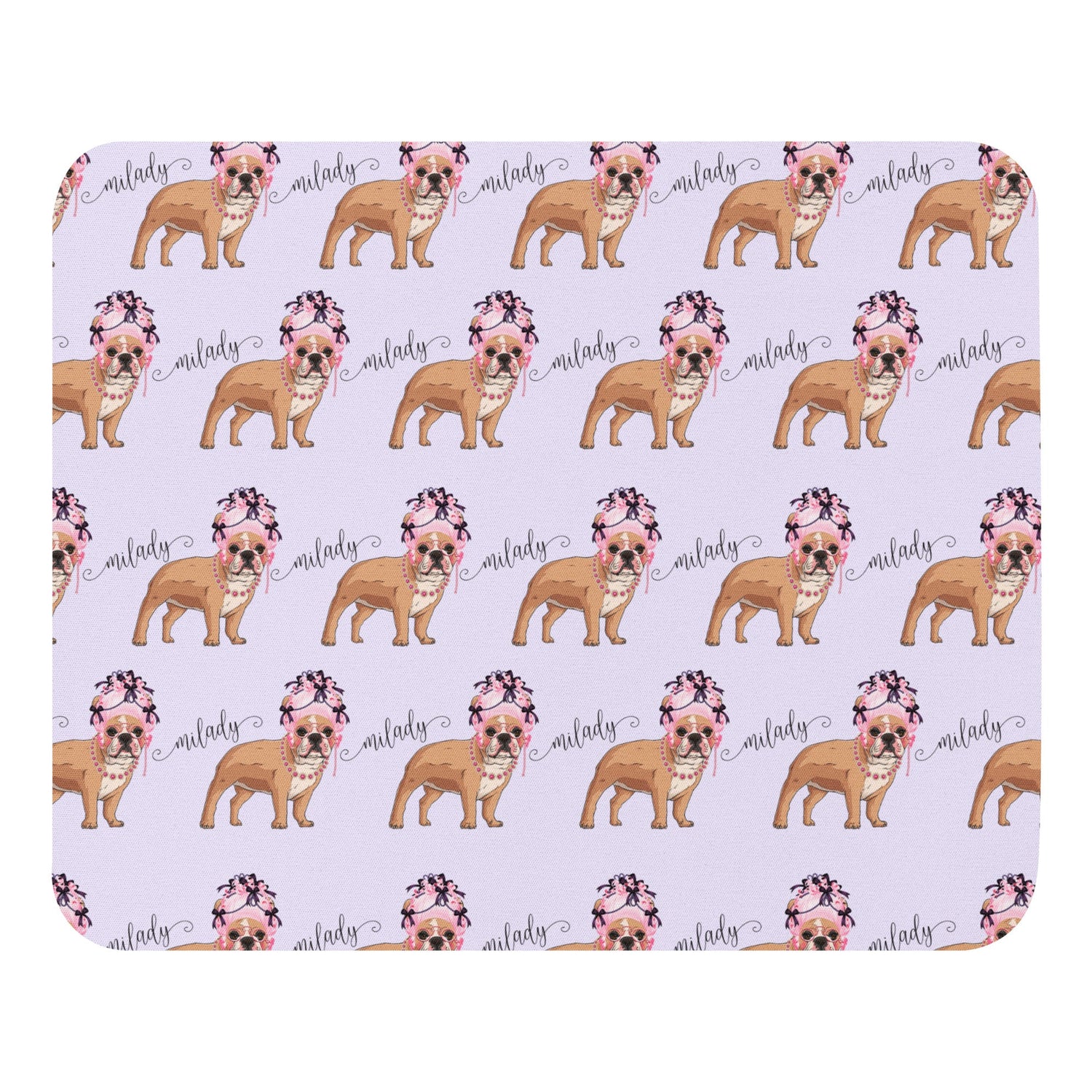 "Milady" Mouse Pad | Fawn & White Colored French Bulldog with Pink Hair