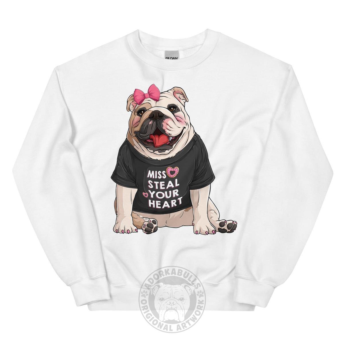 "Miss Steal Your Heart" – English Bulldog Valentine Sweatshirt