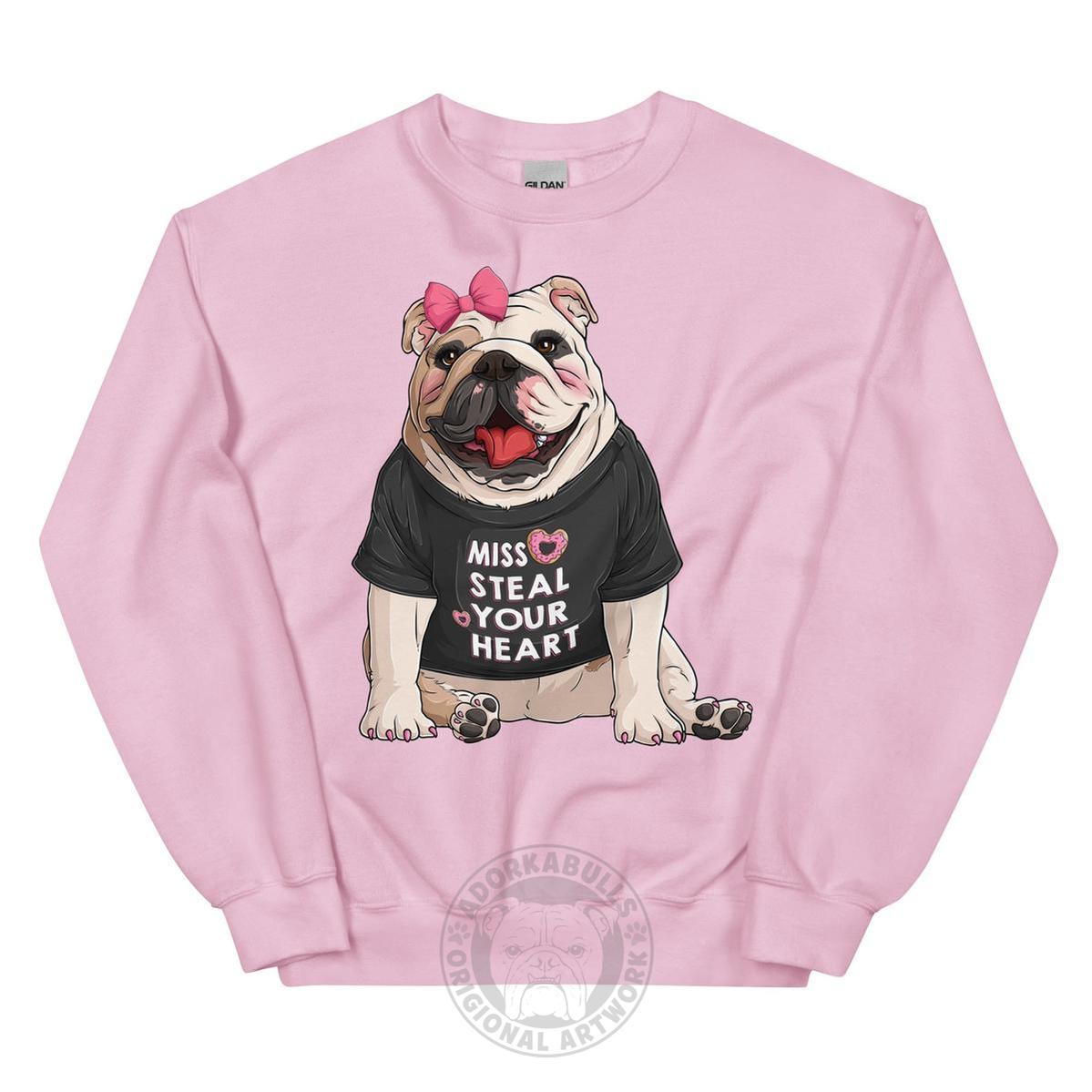 "Miss Steal Your Heart" – English Bulldog Valentine Sweatshirt