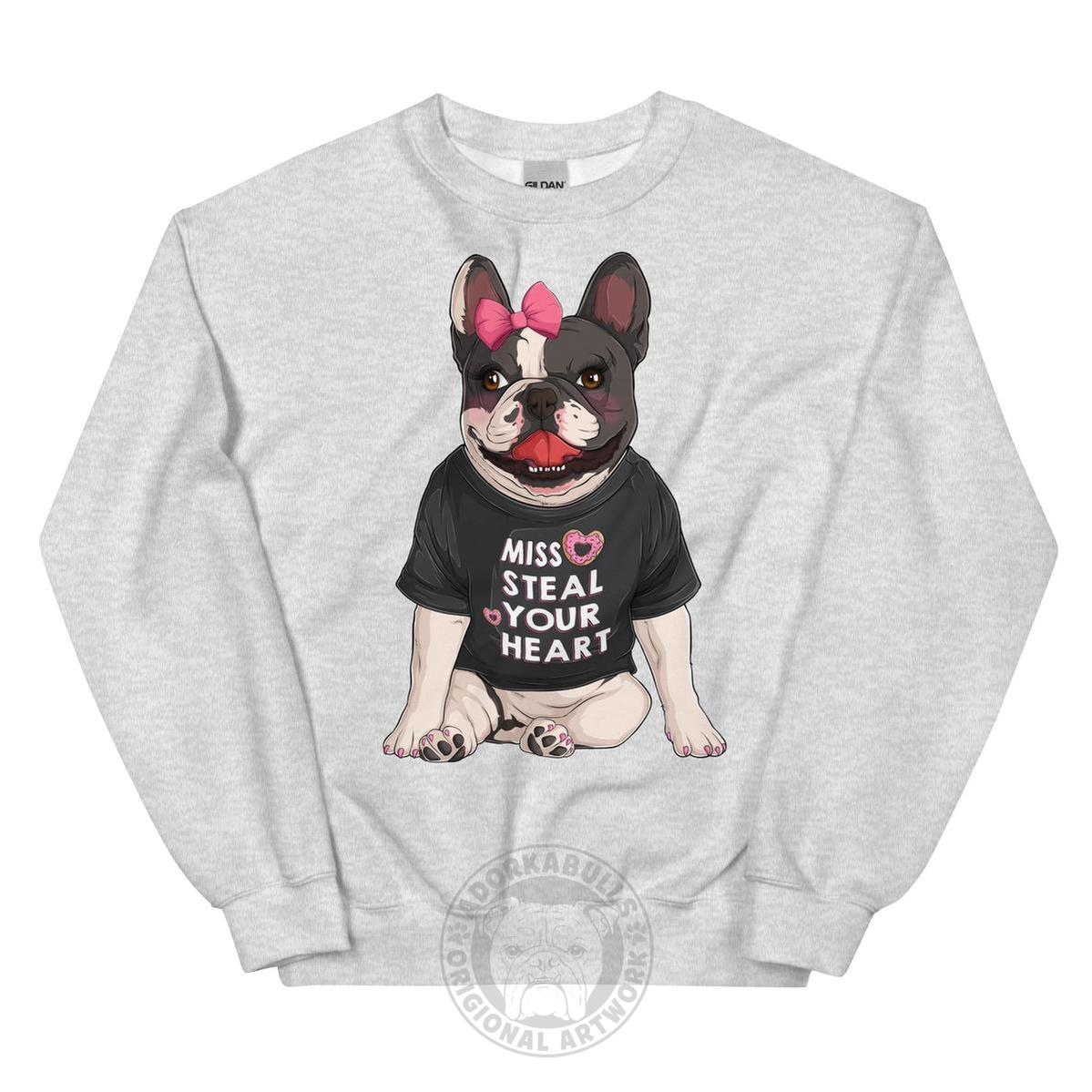 "Miss Steal Your Heart" – French Bulldog Valentine Sweatshirt