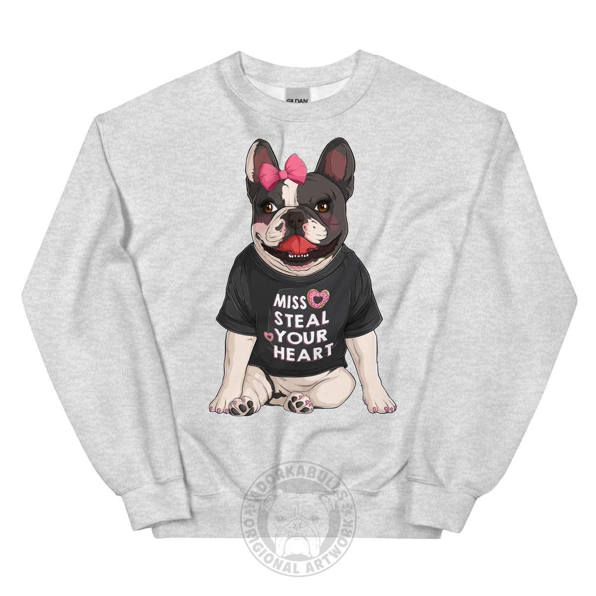 "Miss Steal Your Heart" – French Bulldog Valentine Sweatshirt