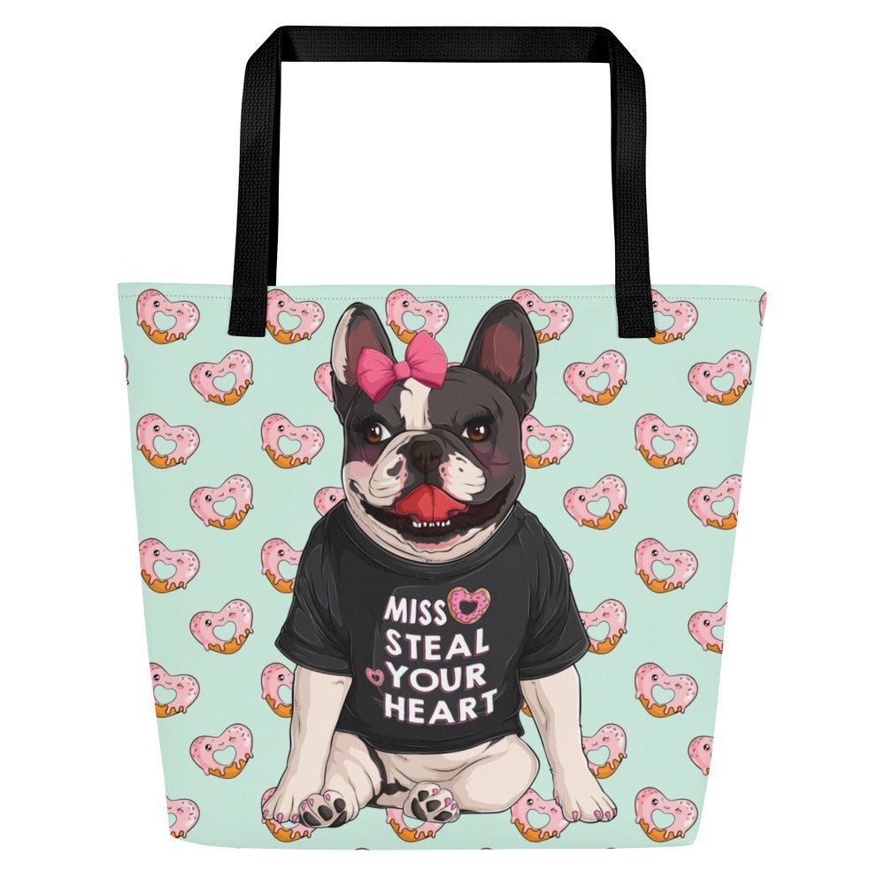 "Miss Steal Your Heart" Frenchie Tote Bag with Inside Pocket
