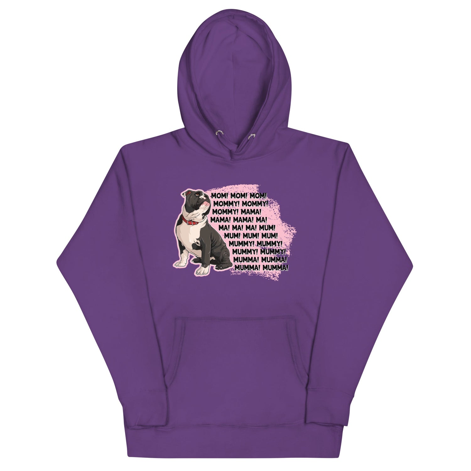"Mom, Mommy ,Mama" English Bulldog Unisex Hoodie | B&W Colored