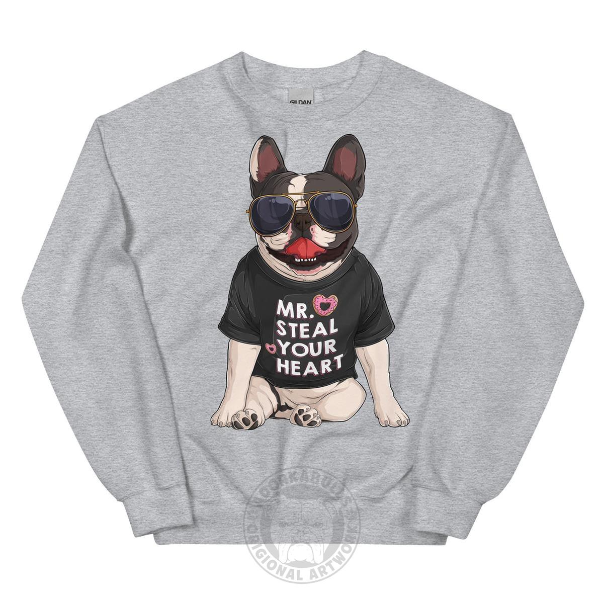 "Mr. Steal Your Heart" – Frenchie Valentine Sweatshirt