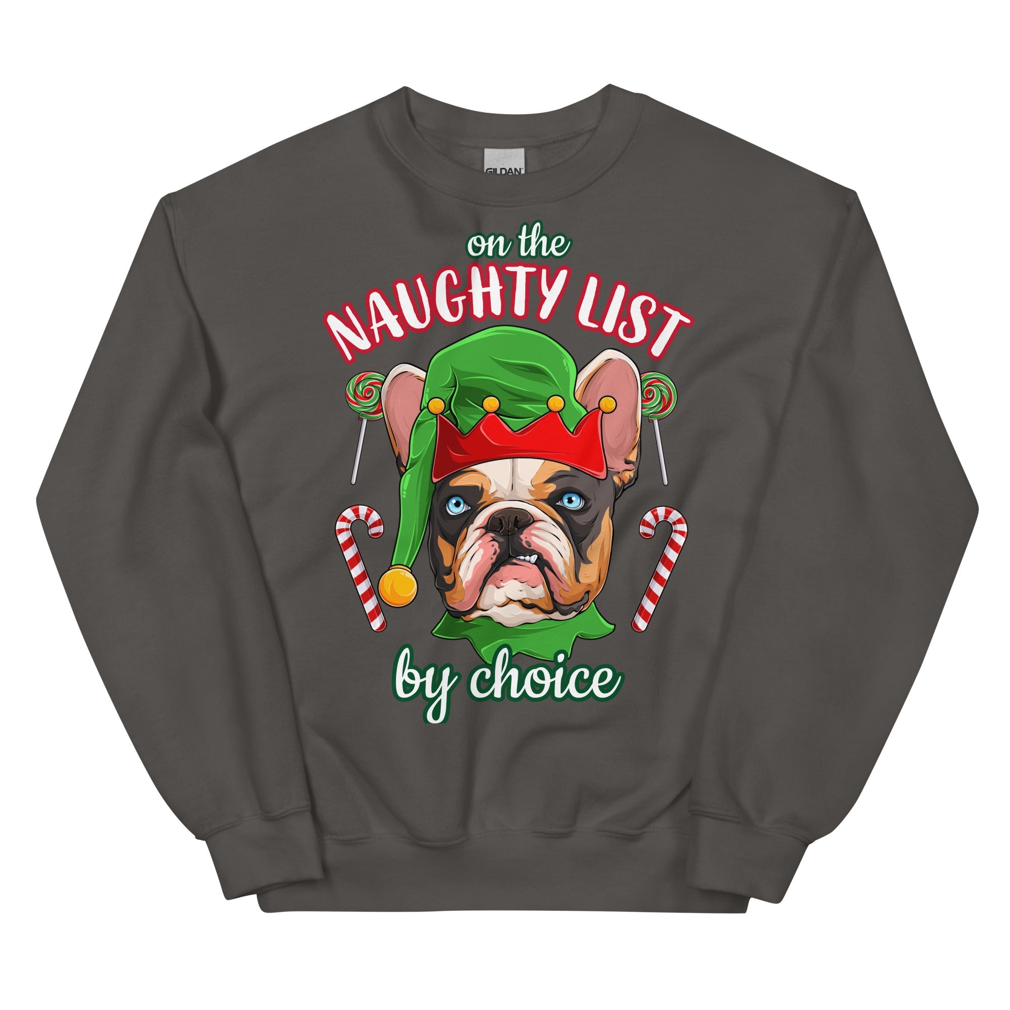 "Naughty List by Choice" French Bulldog Elf Sweatshirt