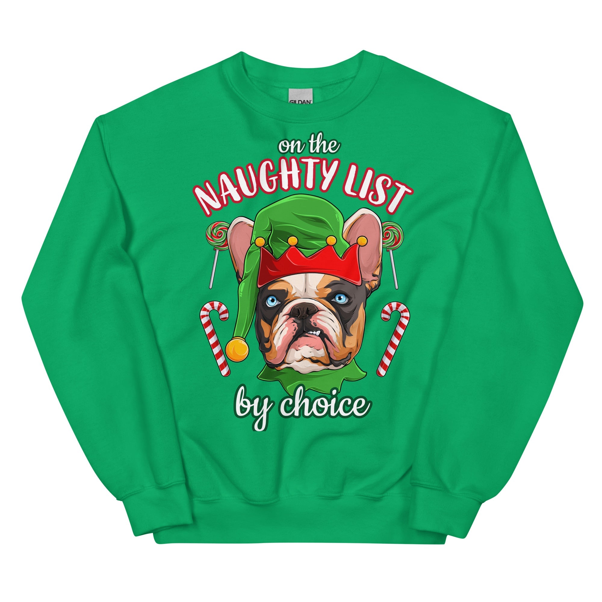 "Naughty List by Choice" French Bulldog Elf Sweatshirt