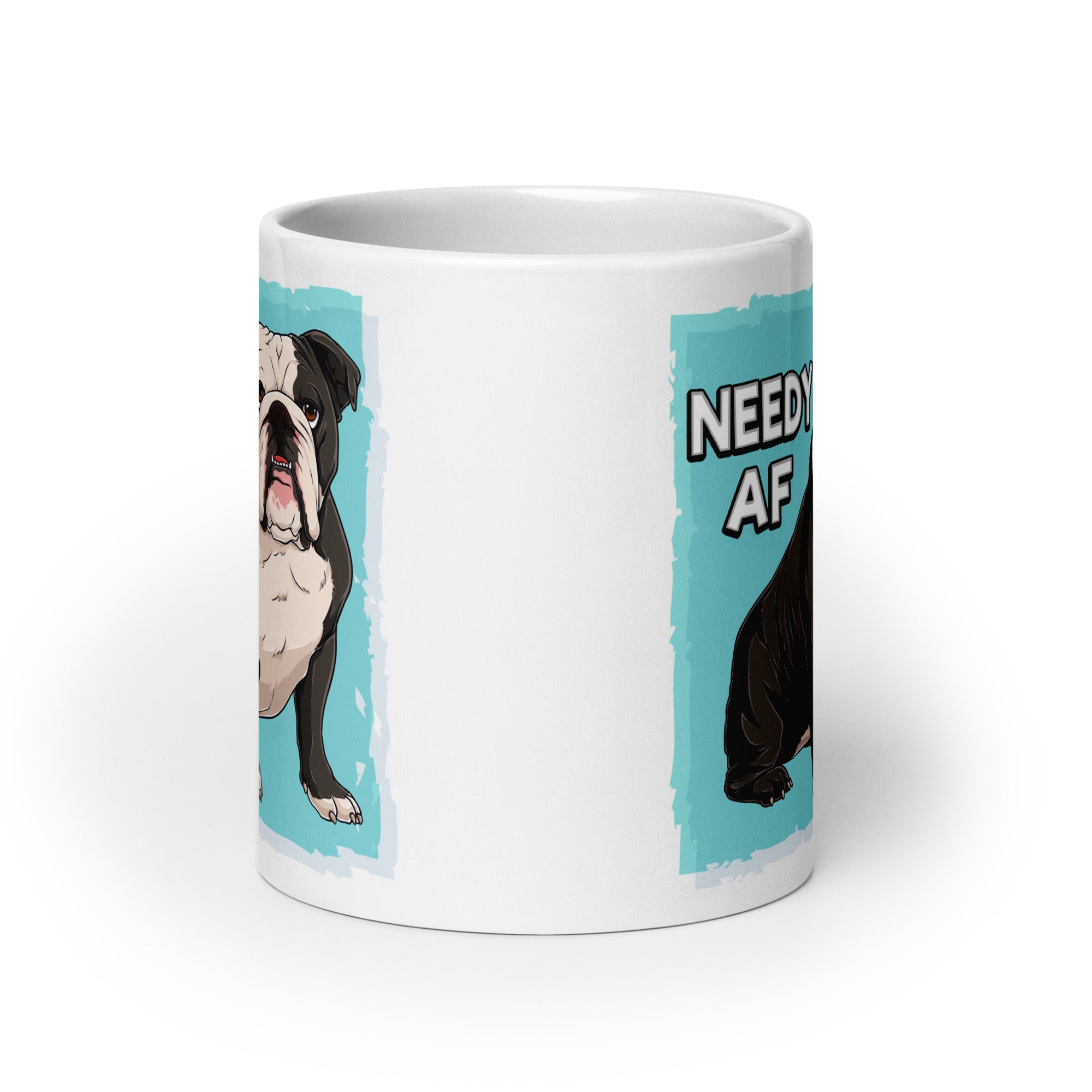 "Needy AF" English Bulldog Mug (20oz) | B&W Colored