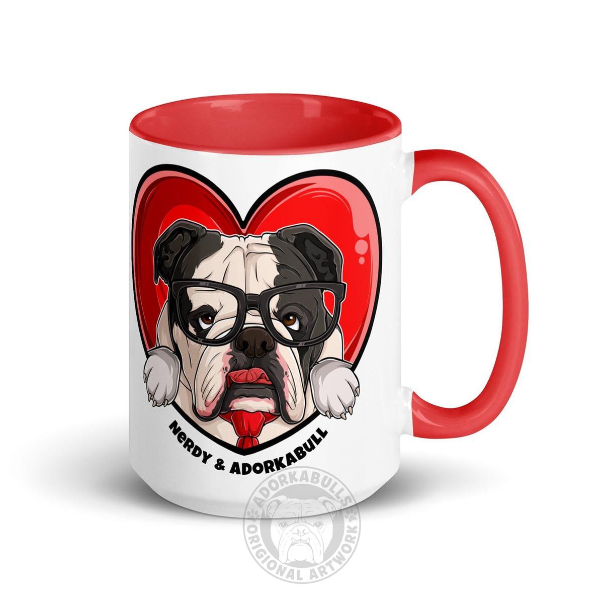 Nerdy & Adorkabull – Bulldog Mug (15oz) | B&W Colored