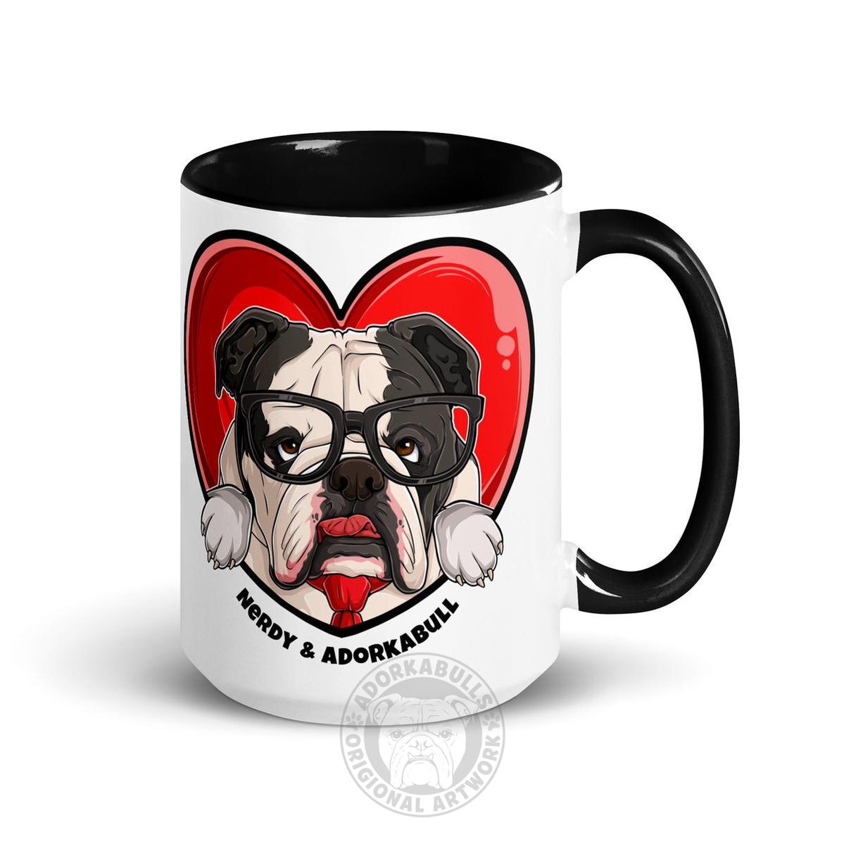 Nerdy & Adorkabull – Bulldog Mug (15oz) | B&W Colored