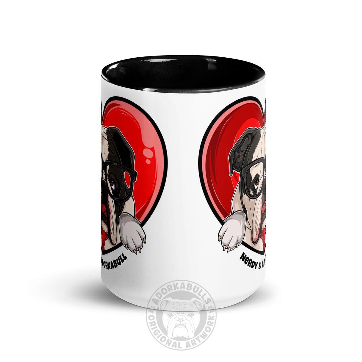 Nerdy & Adorkabull – Bulldog Mug (15oz) | B&W Colored