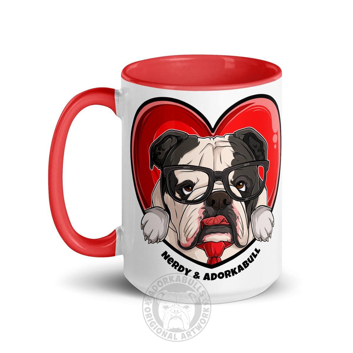 Nerdy & Adorkabull – Bulldog Mug (15oz) | B&W Colored