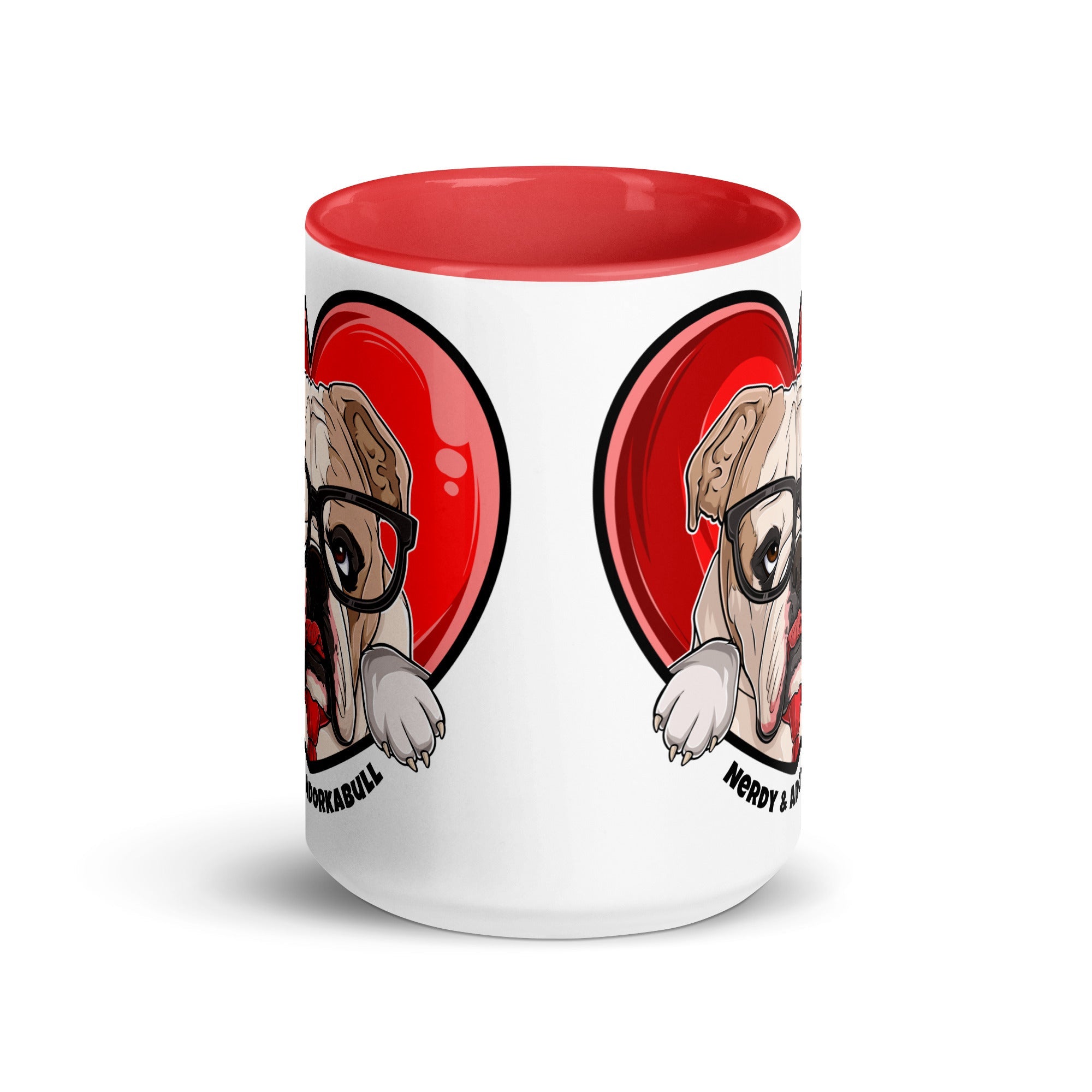 Nerdy & Adorkabull – Bulldog Mug (15oz) | Fawn & White Colored