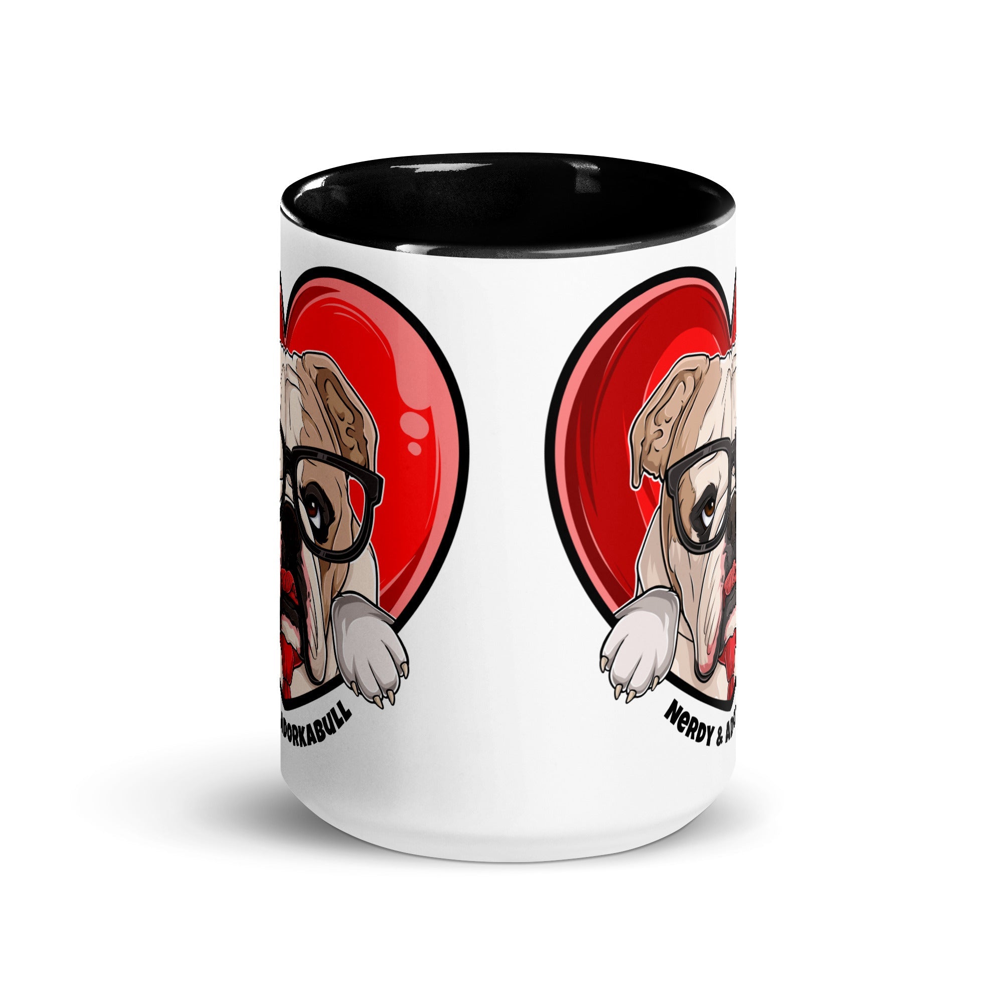 Nerdy & Adorkabull – Bulldog Mug (15oz) | Fawn & White Colored