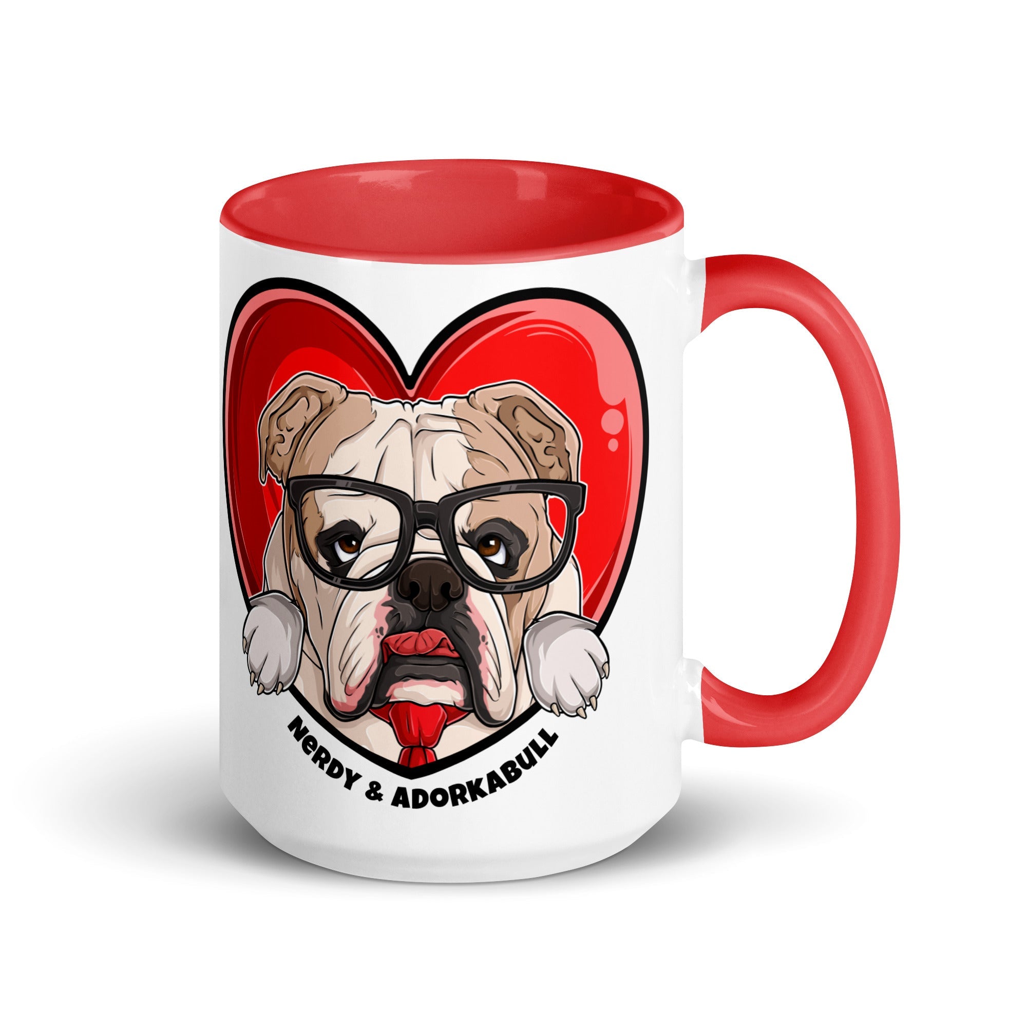 Nerdy & Adorkabull – Bulldog Mug (15oz) | Fawn & White Colored