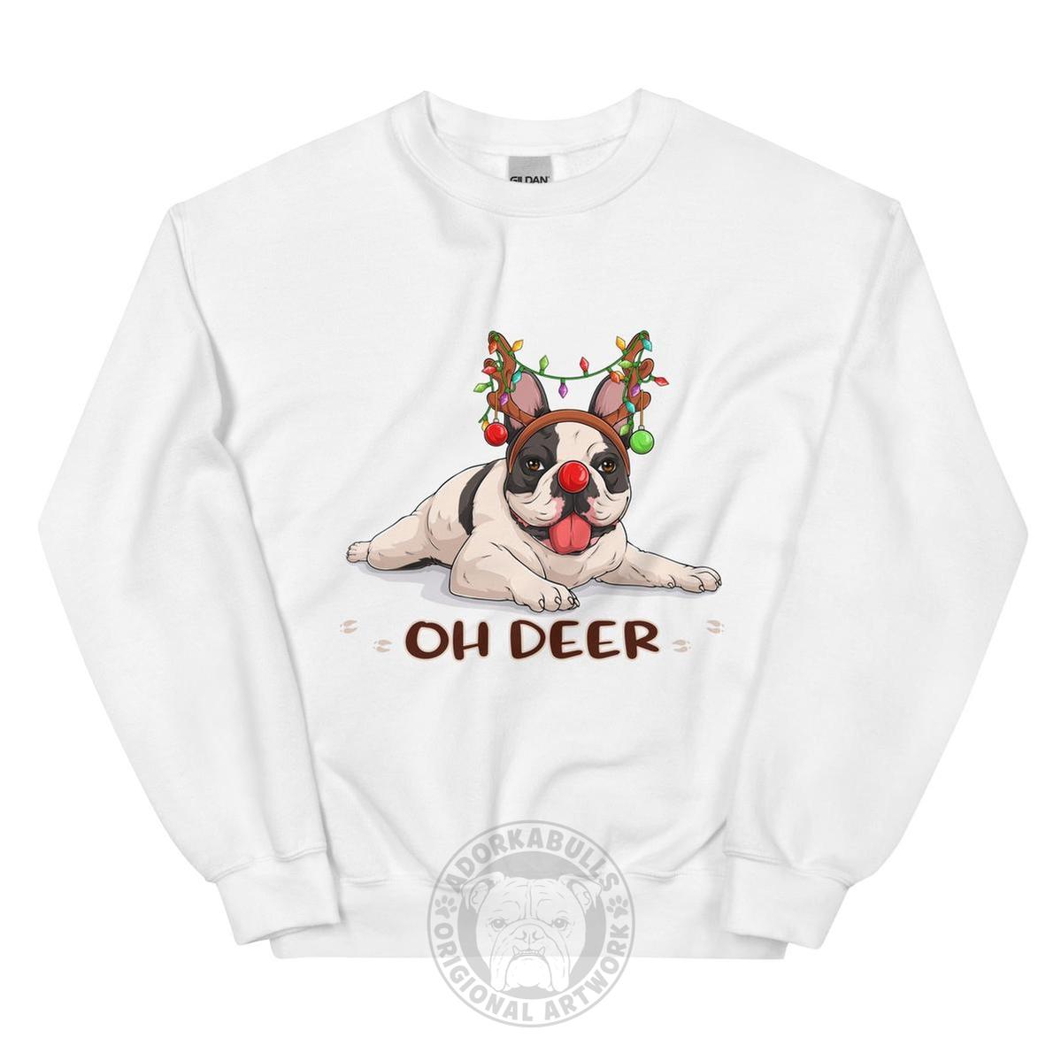 "Oh Deer" Christmas Frenchie Sweatshirt | B&W Colored