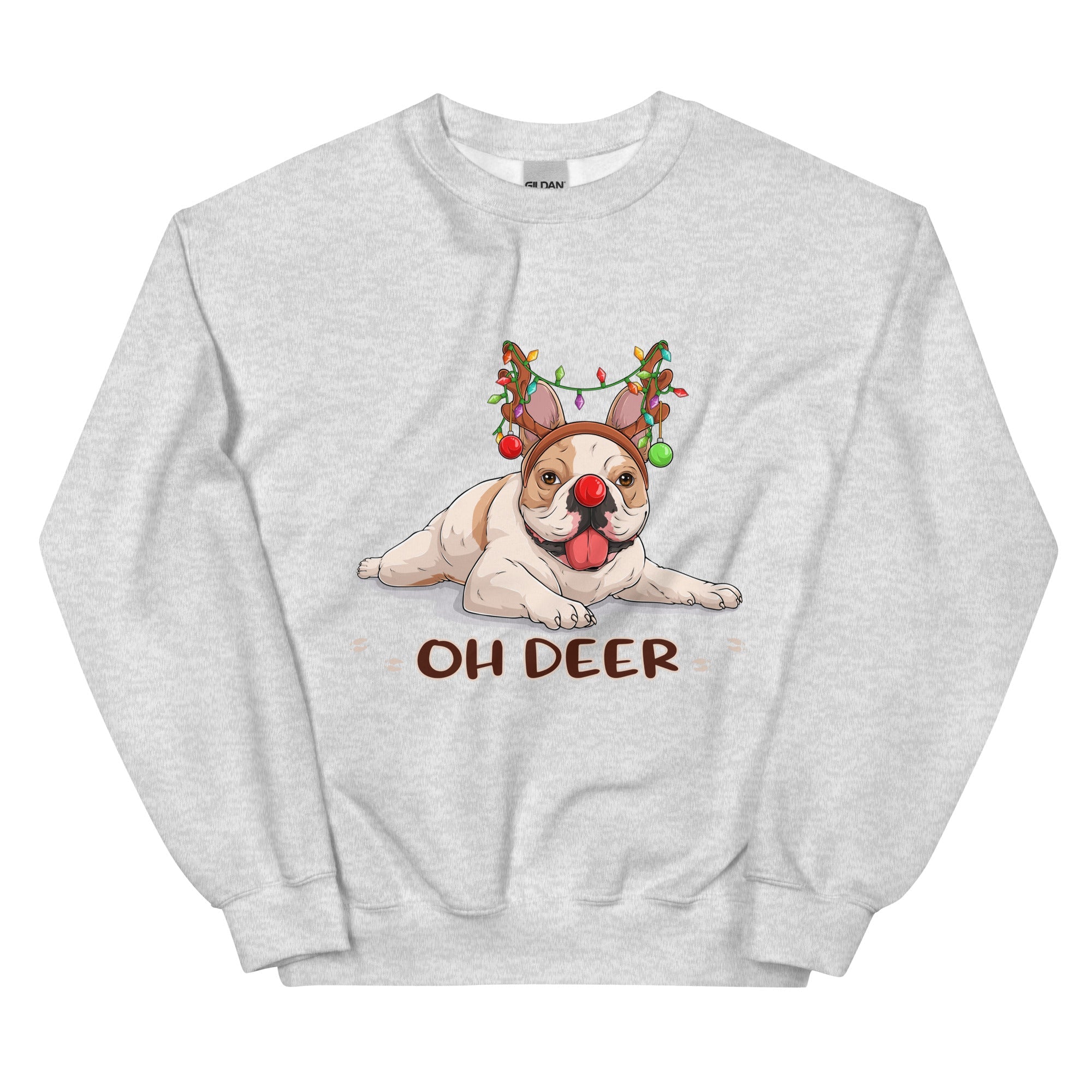 "Oh Deer" Christmas Frenchie Sweatshirt | Fawn & White Colored