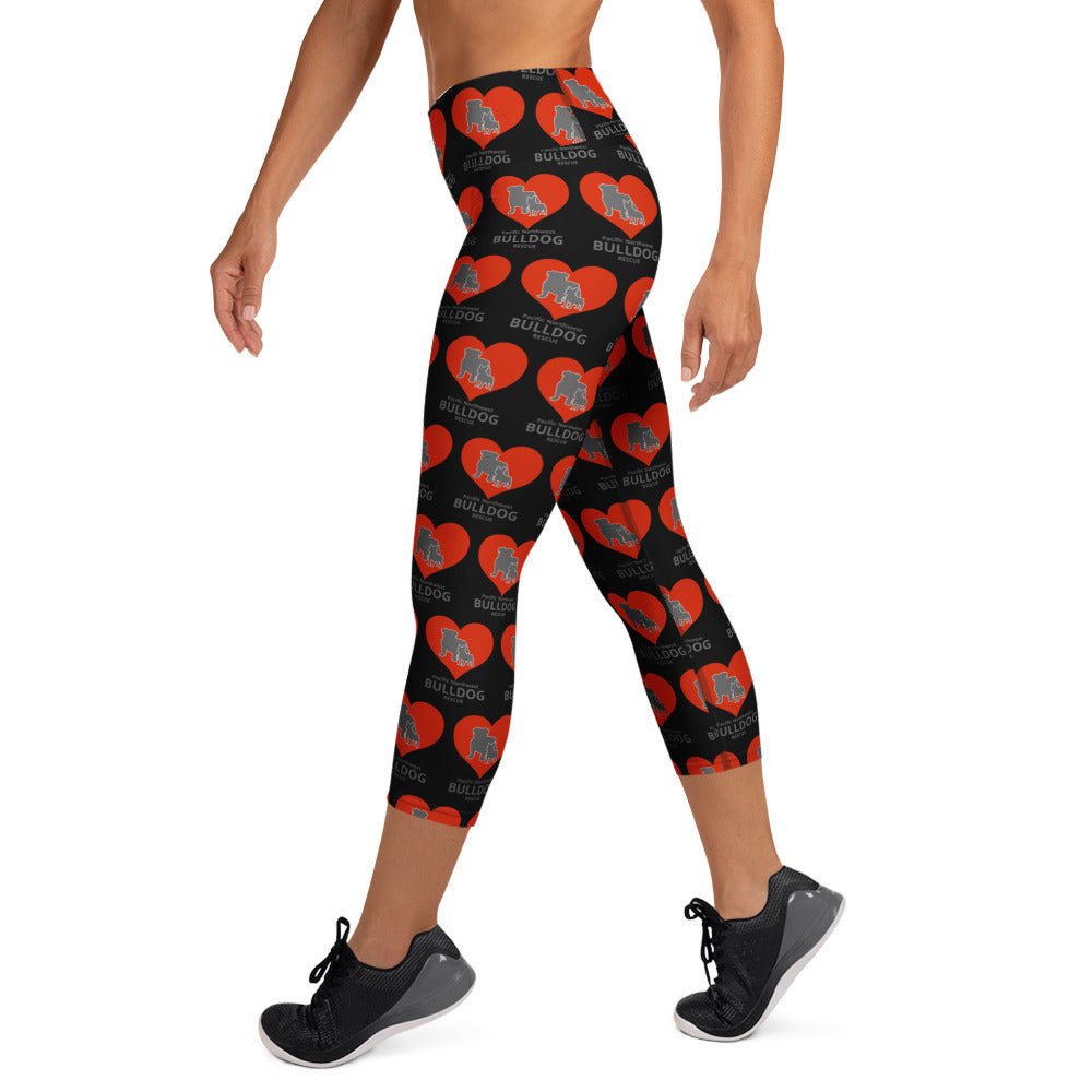 Pacific Northwest Bulldog Rescue Hearts Yoga Capri Leggings