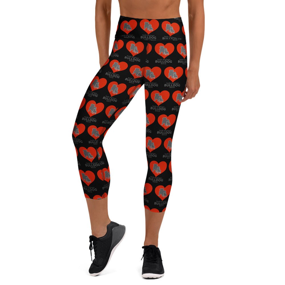 Pacific Northwest Bulldog Rescue Hearts Yoga Capri Leggings