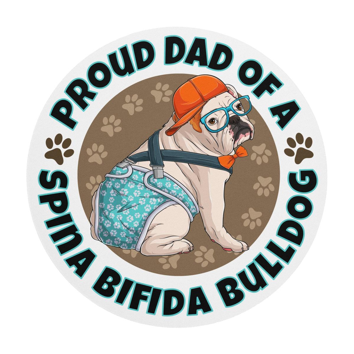 "Proud Dad of a Spina Bifida Bulldog" Mouse Pad | Red & White Colored Male