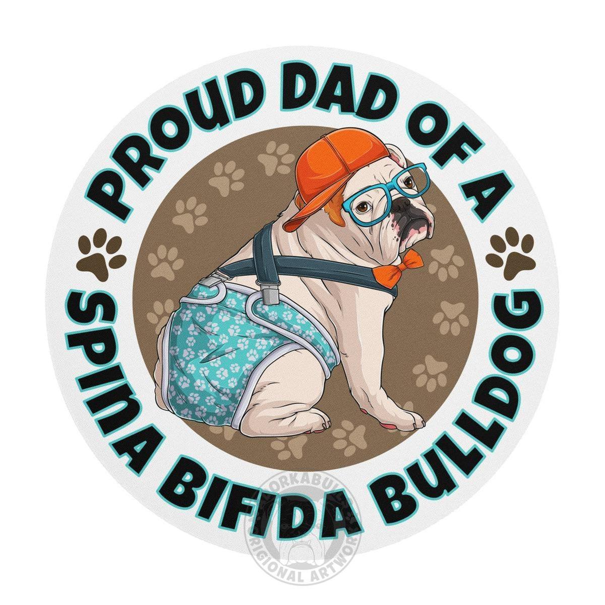 "Proud Dad of a Spina Bifida Bulldog" Mouse Pad | Red & White Colored Male
