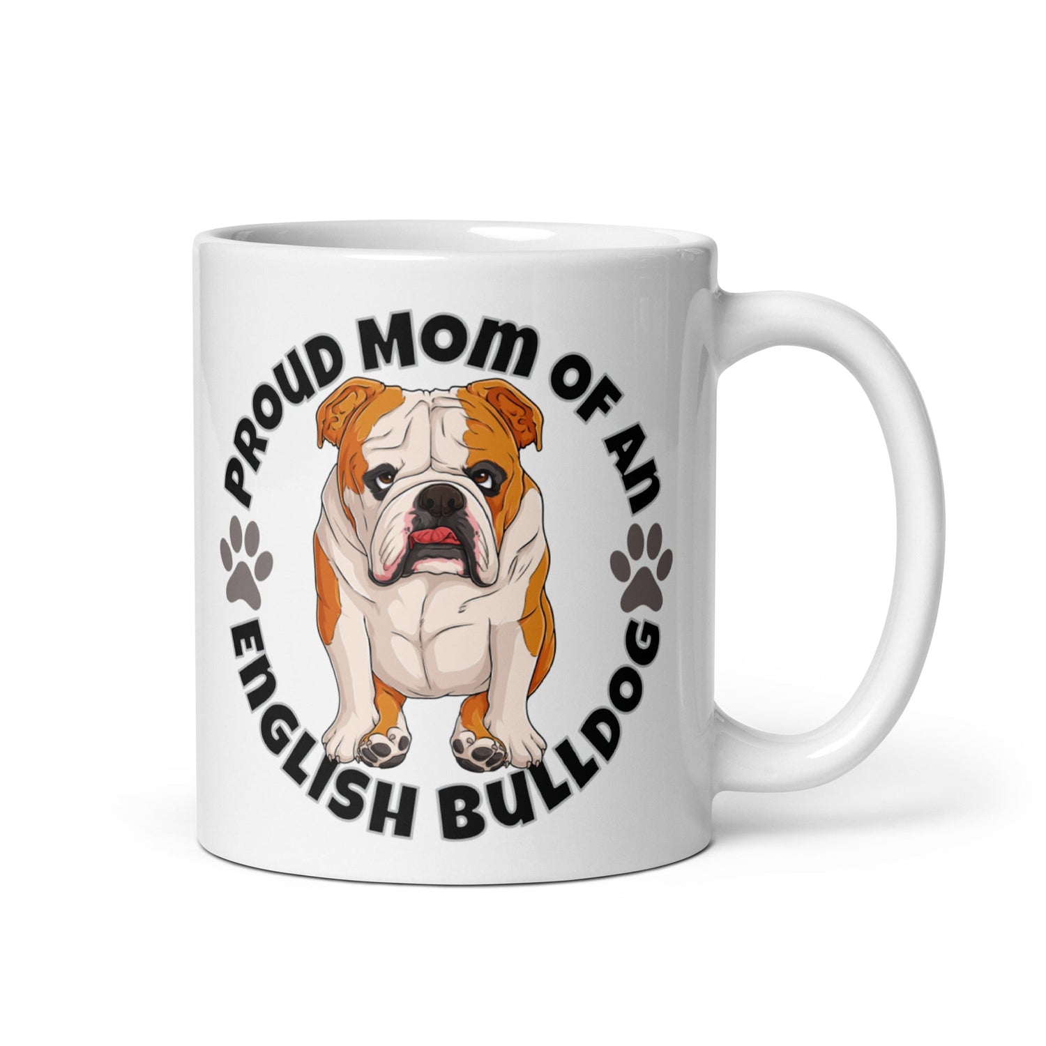 "Proud Mom of an English Bulldog" Mug | Red & White Colored
