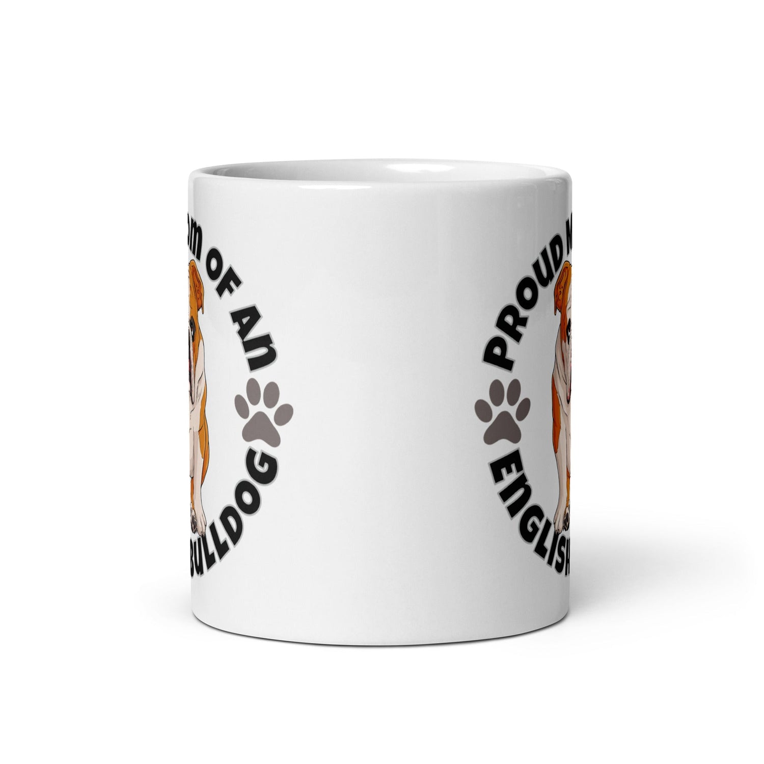 "Proud Mom of an English Bulldog" Mug | Red & White Colored