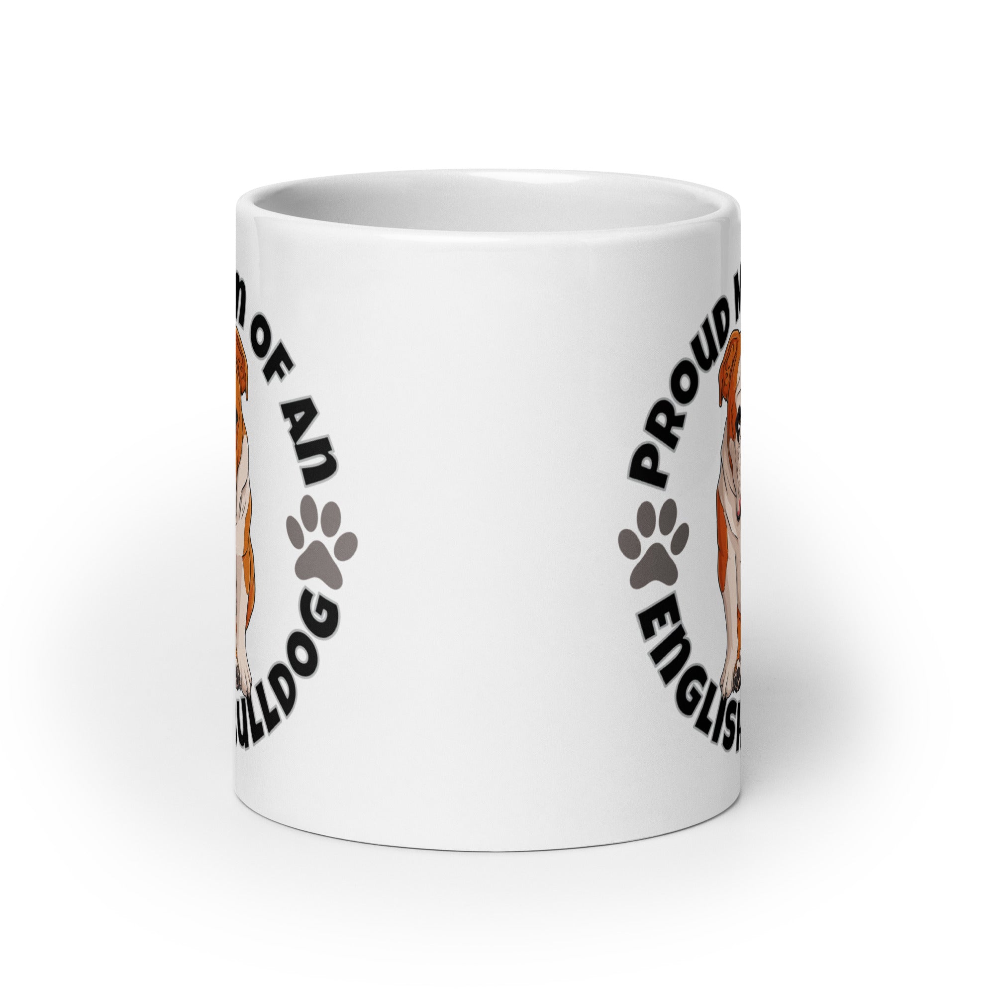 "Proud Mom of an English Bulldog" Mug | Red & White Colored