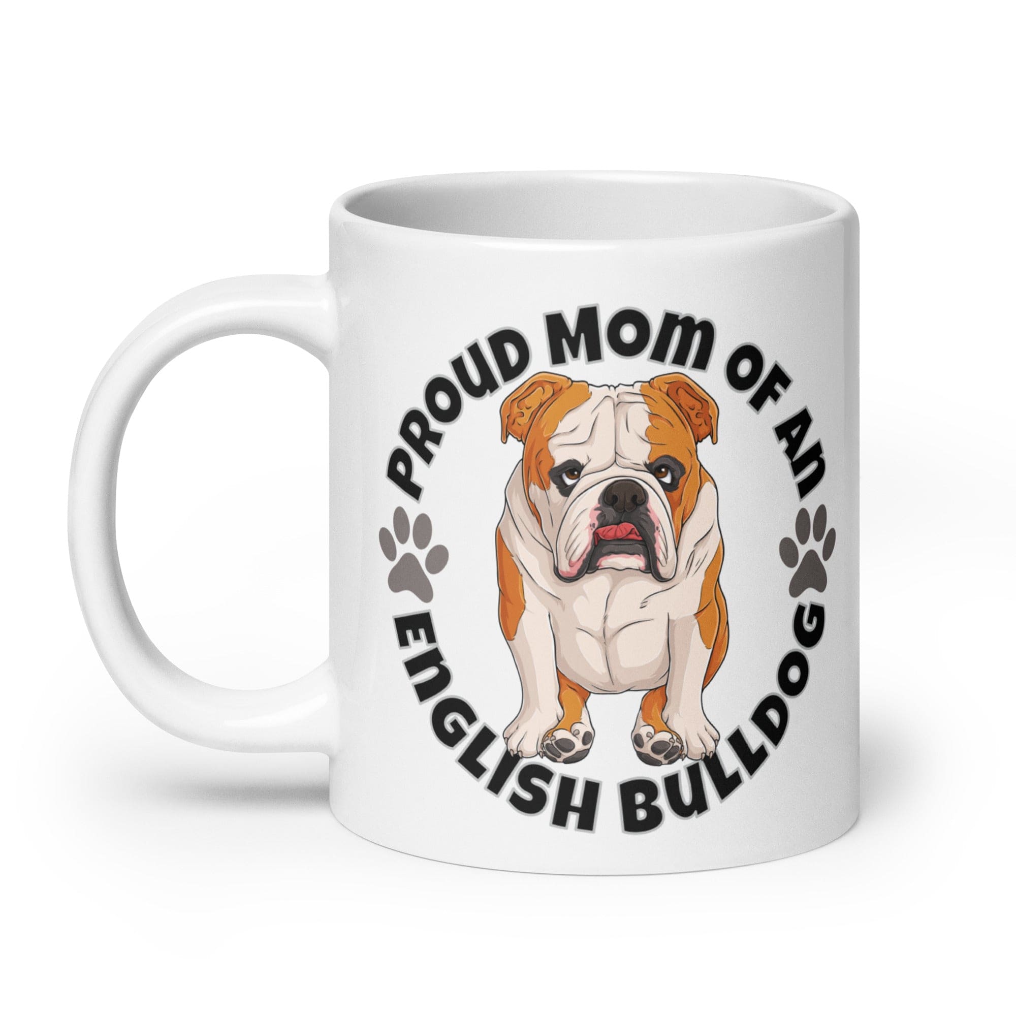"Proud Mom of an English Bulldog" Mug | Red & White Colored