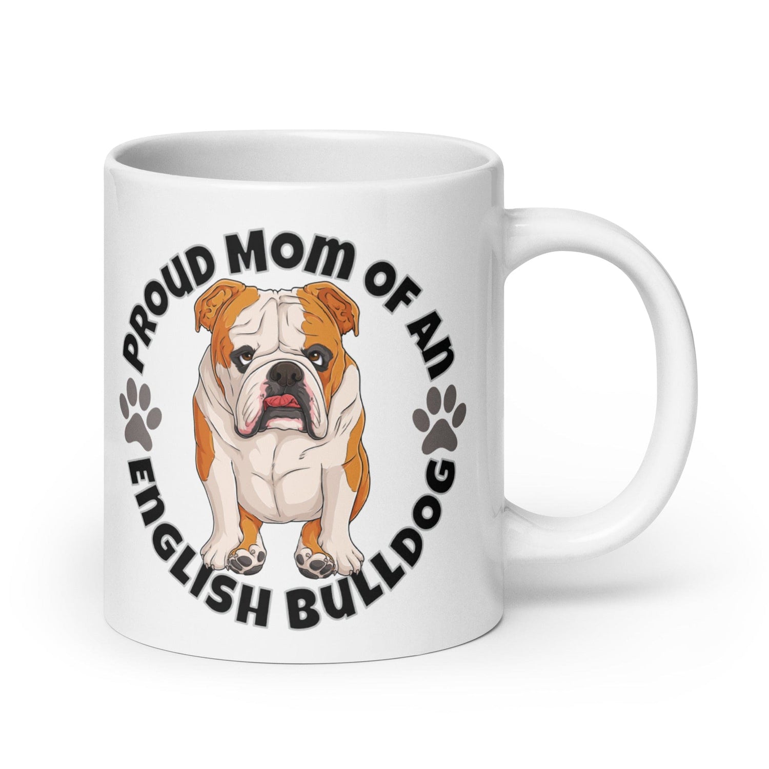 "Proud Mom of an English Bulldog" Mug | Red & White Colored