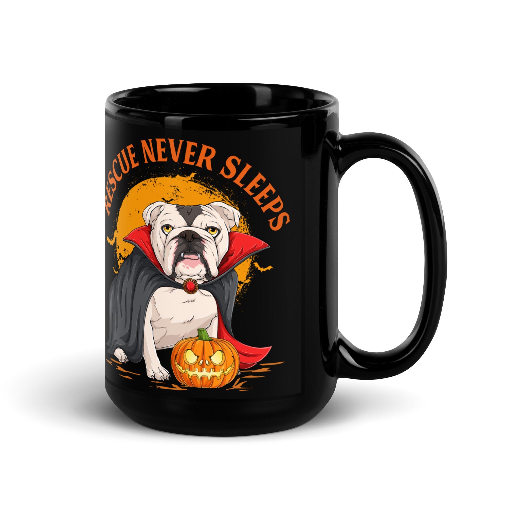 “Rescue Never Sleeps” BHNW Bulldog Halloween Mug