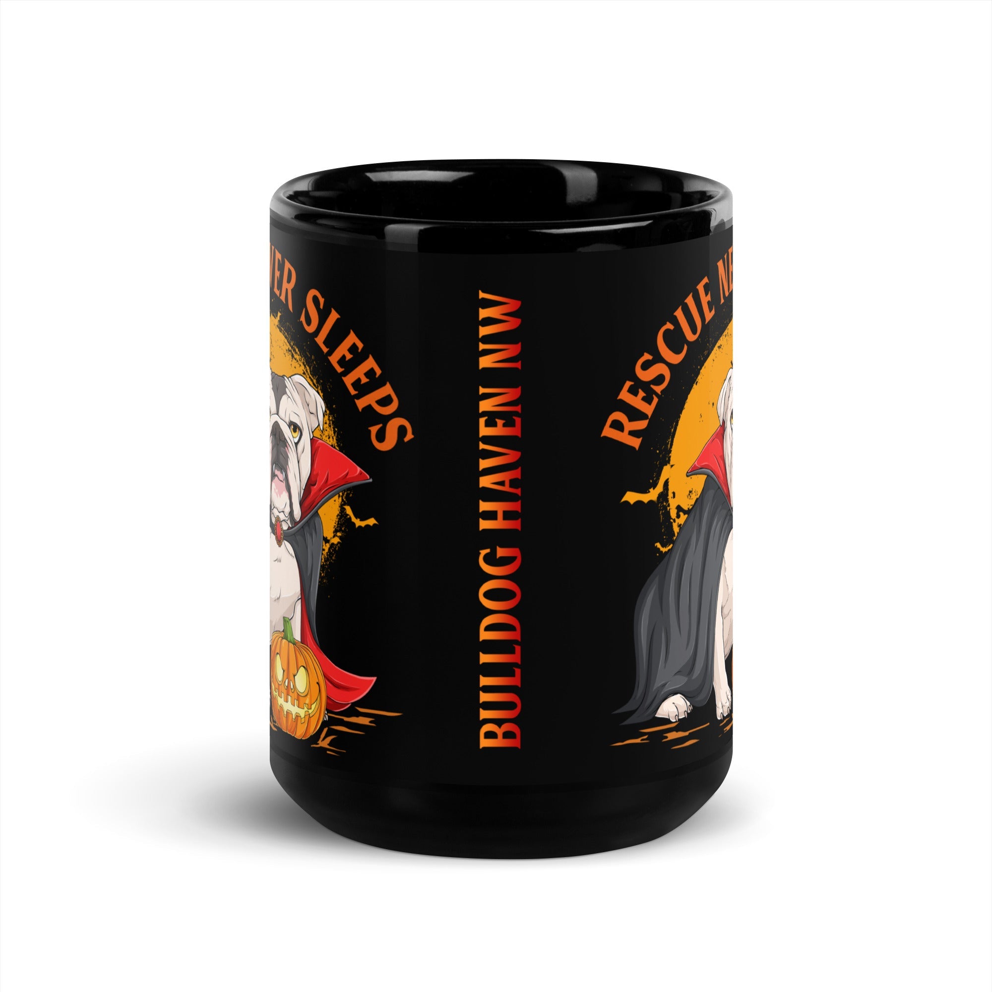 “Rescue Never Sleeps” BHNW Bulldog Halloween Mug