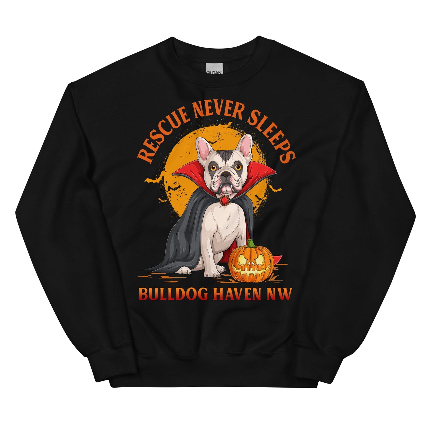 "Rescue Never Sleeps" BHNW Frenchie Halloween Sweatshirt