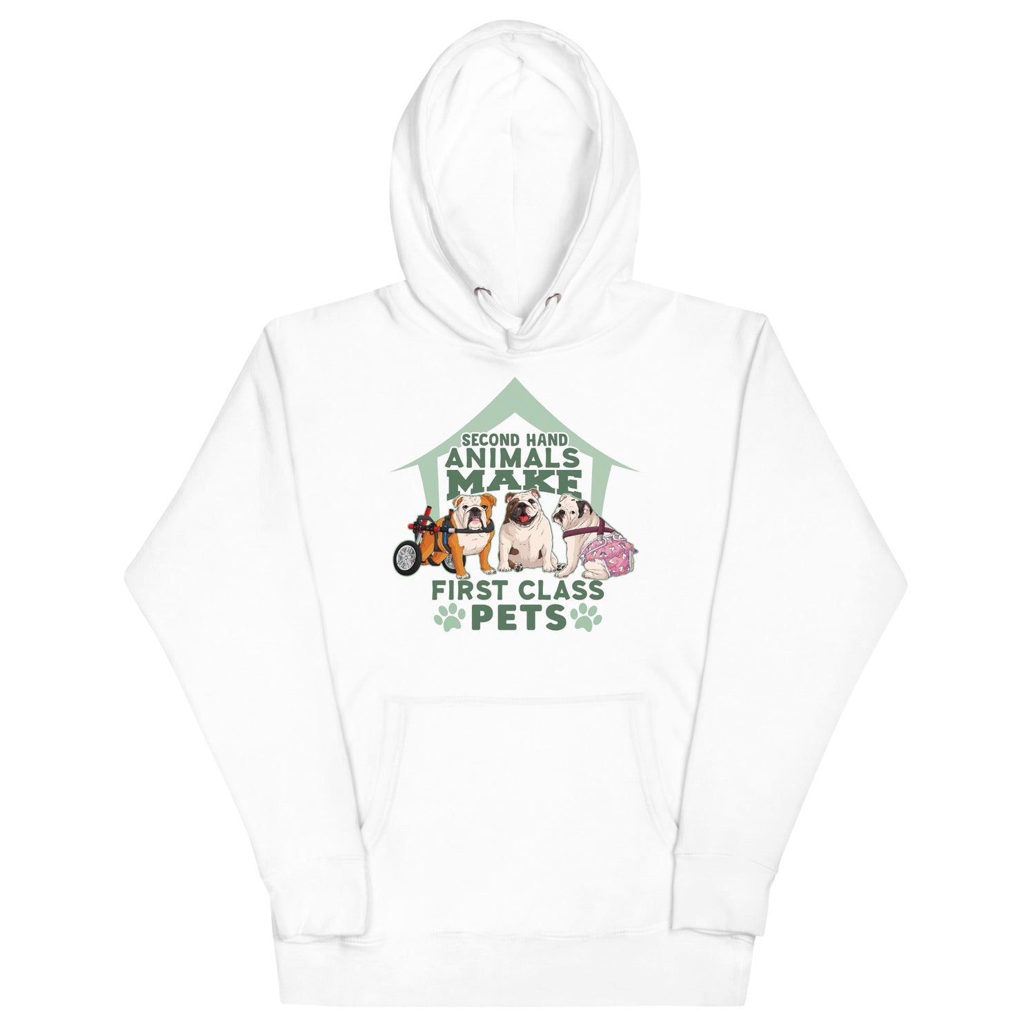 "Second Hand Animals Make First Class Pets" English Bulldog Unisex Hoodie