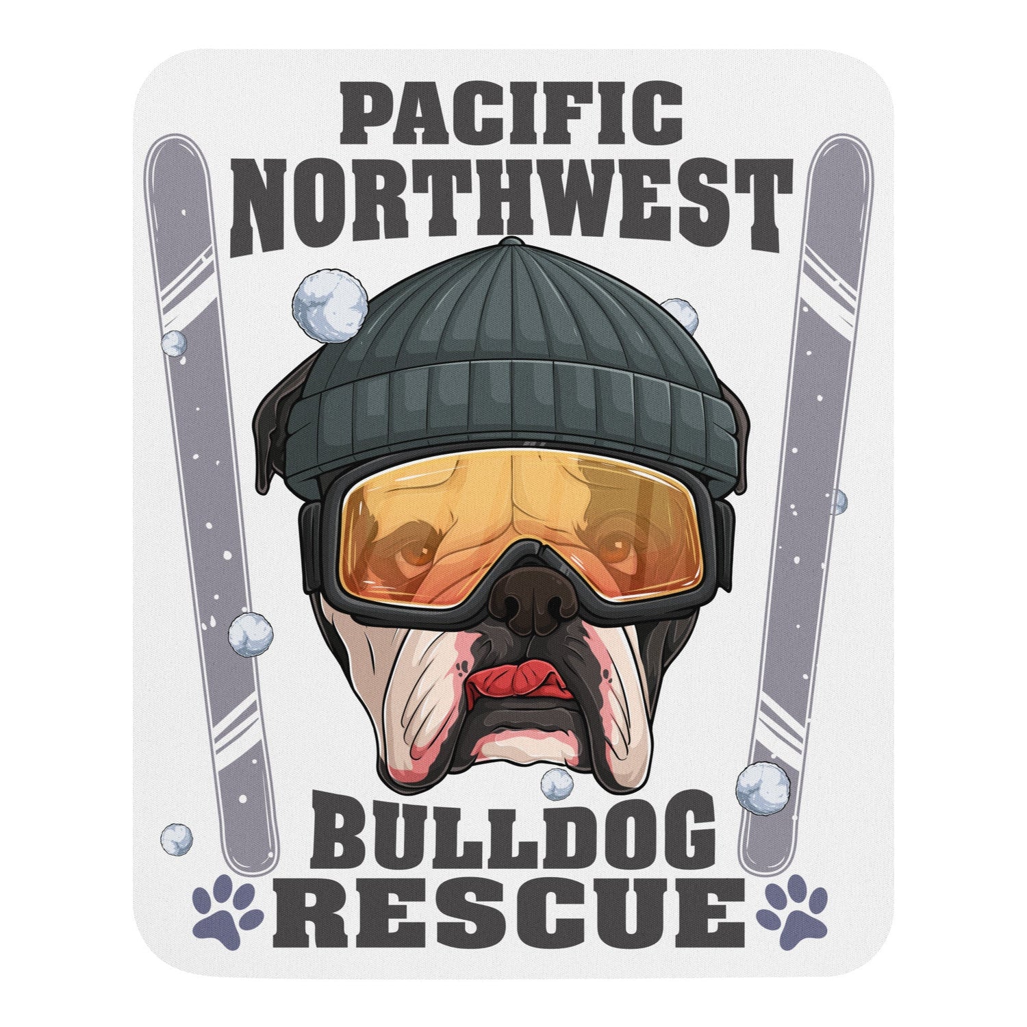 "Snow Bullies" English Bulldog Skier Mouse Pad Mouse Pad
