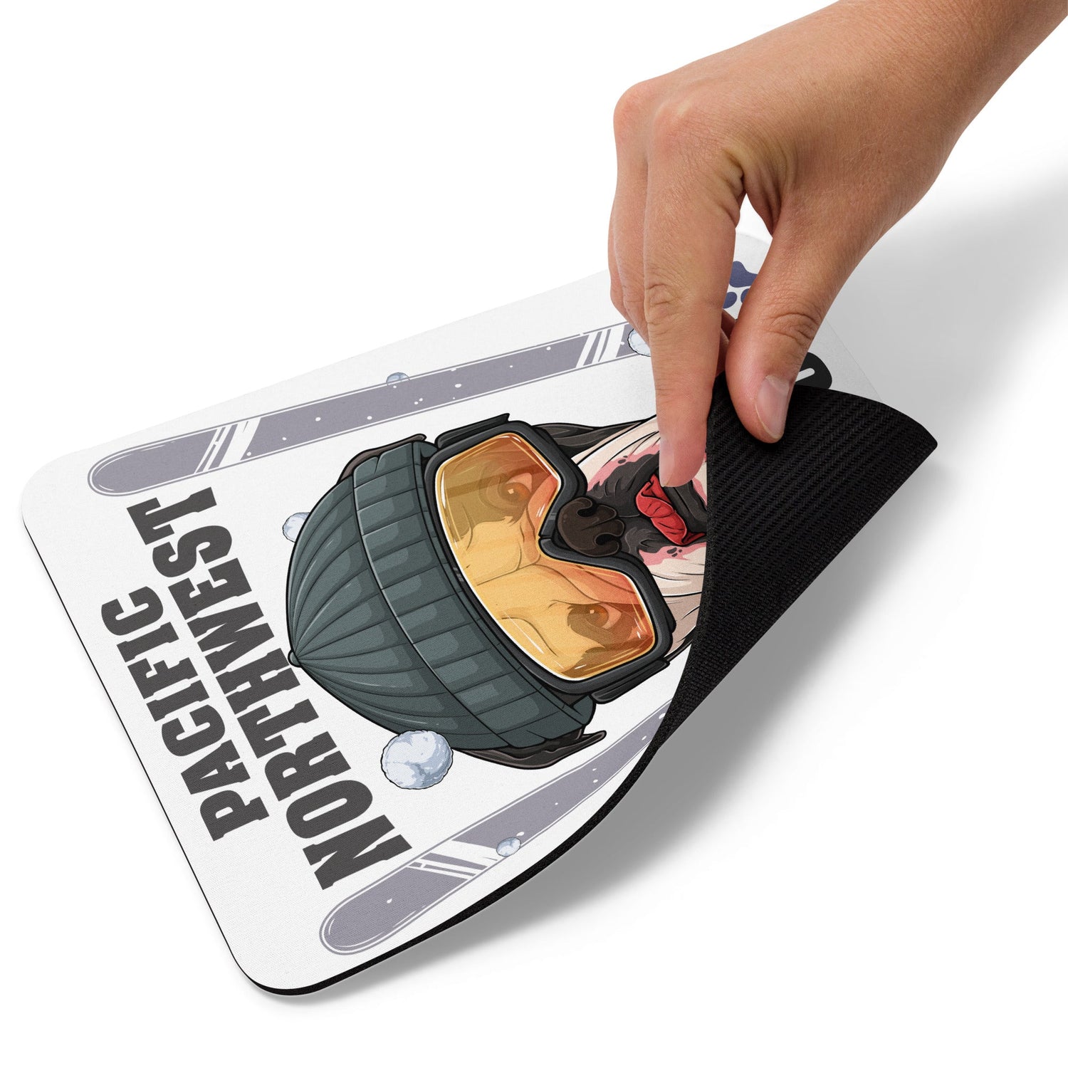 "Snow Bullies" English Bulldog Skier Mouse Pad Mouse Pad