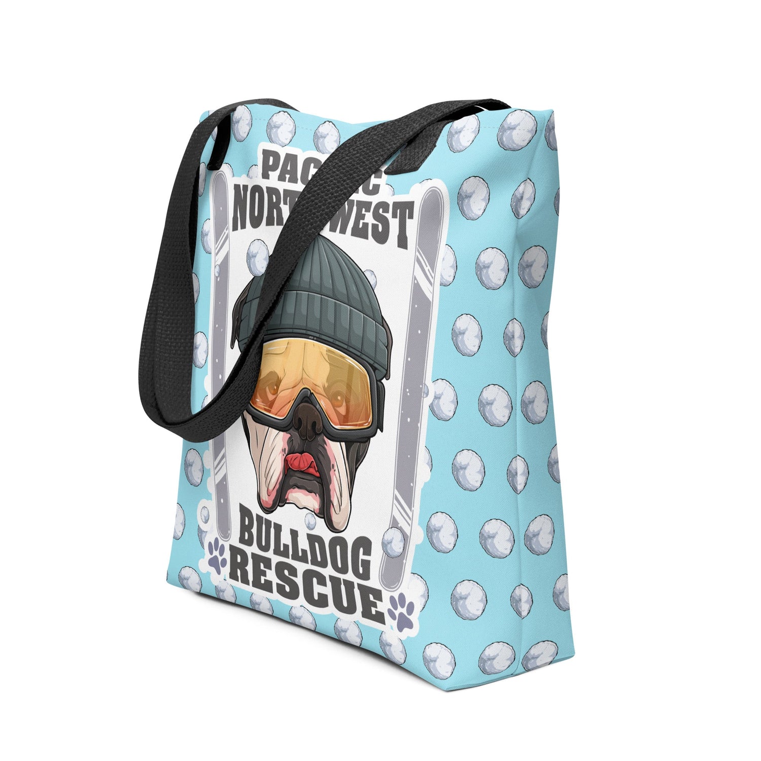 "Snow Bullies" English Bulldog Skier Tote Bag