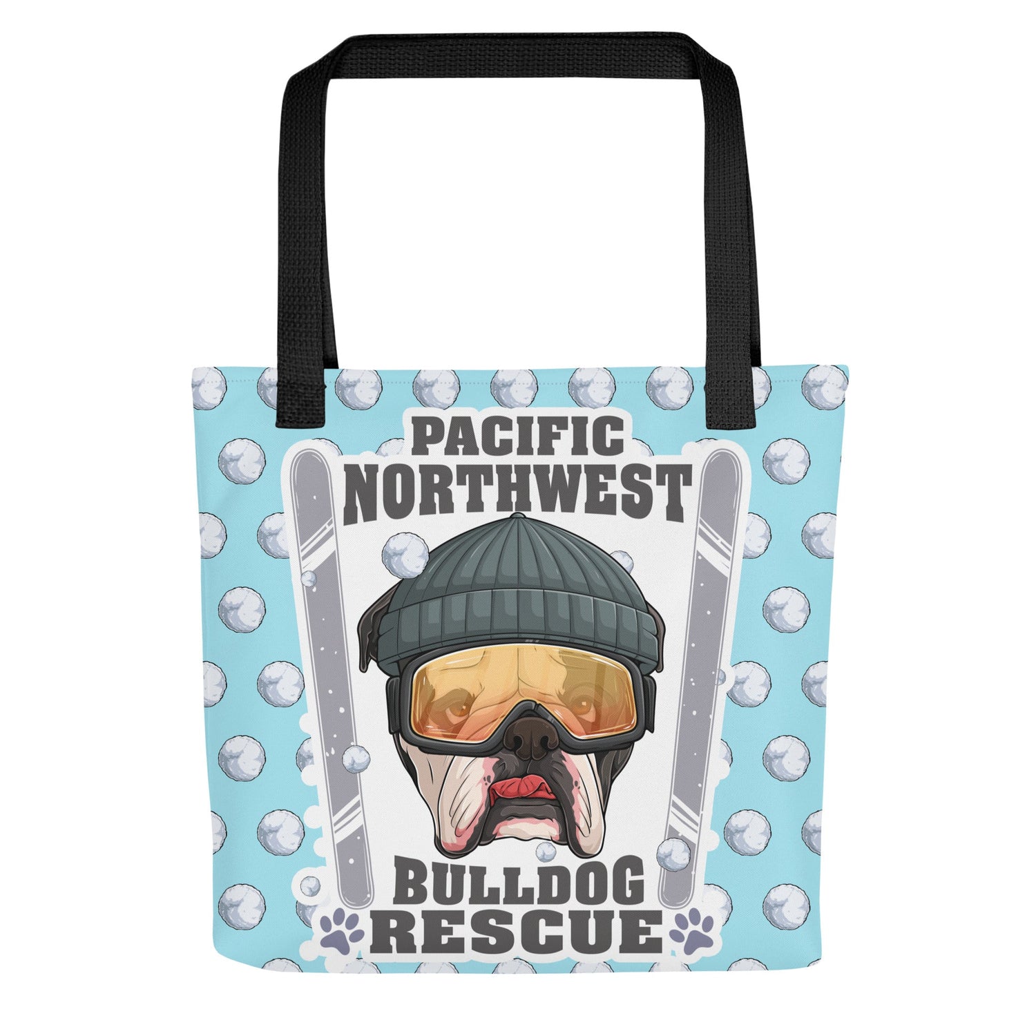 "Snow Bullies" English Bulldog Skier Tote Bag