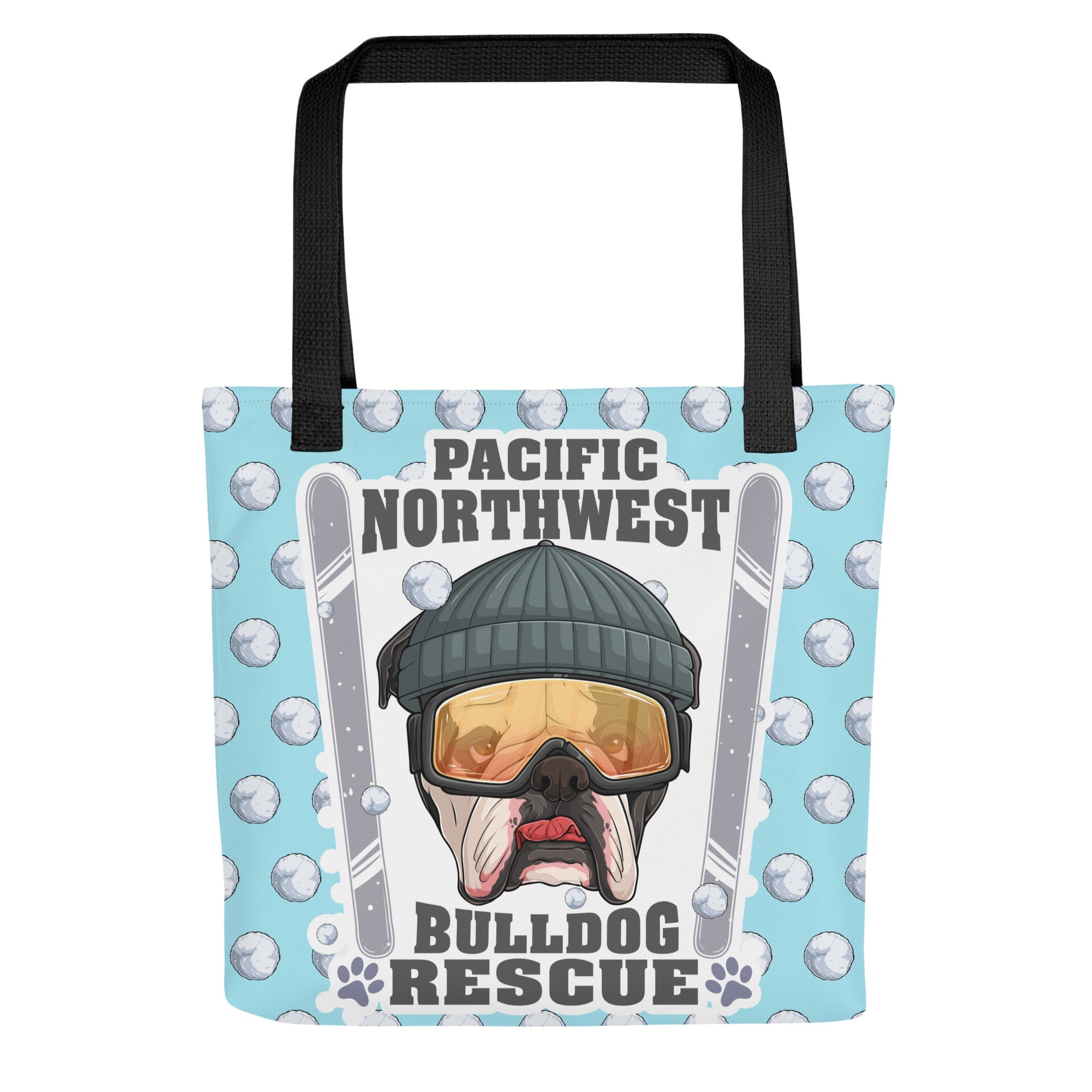 "Snow Bullies" English Bulldog Skier Tote Bag