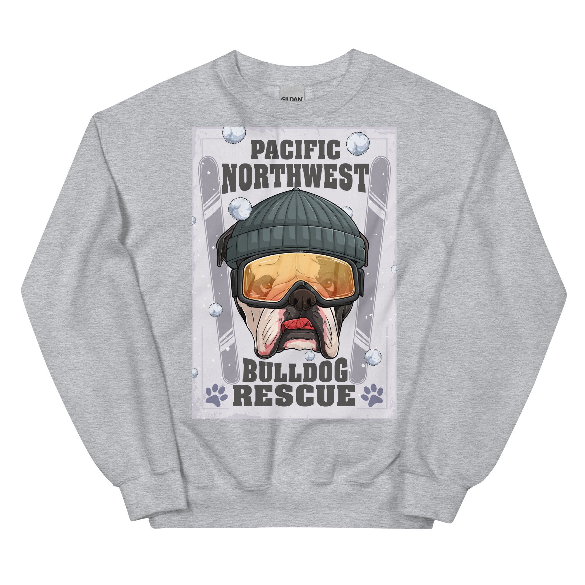 "Snow Bullies" English Bulldog Skier Unisex Sweatshirt