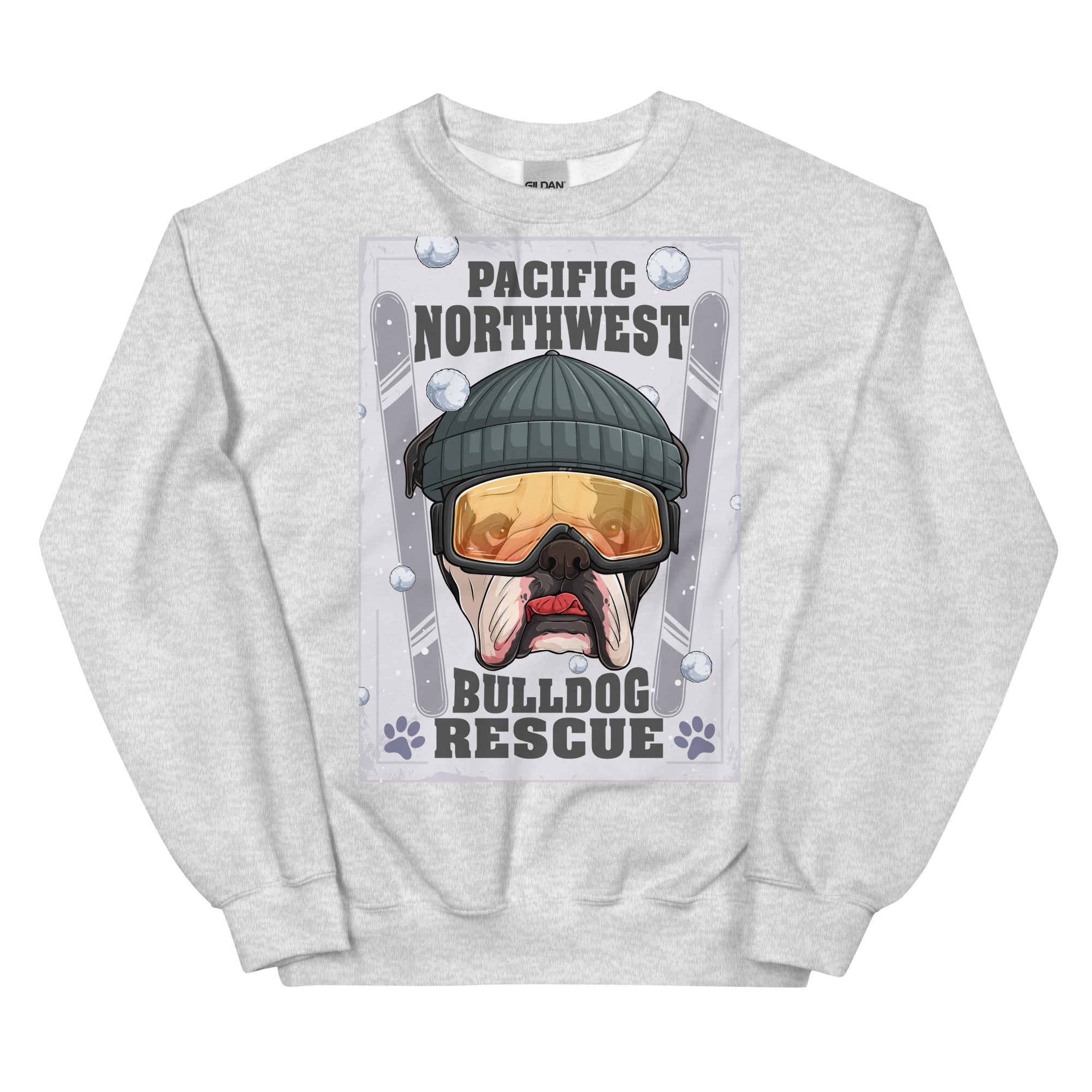 "Snow Bullies" English Bulldog Skier Unisex Sweatshirt