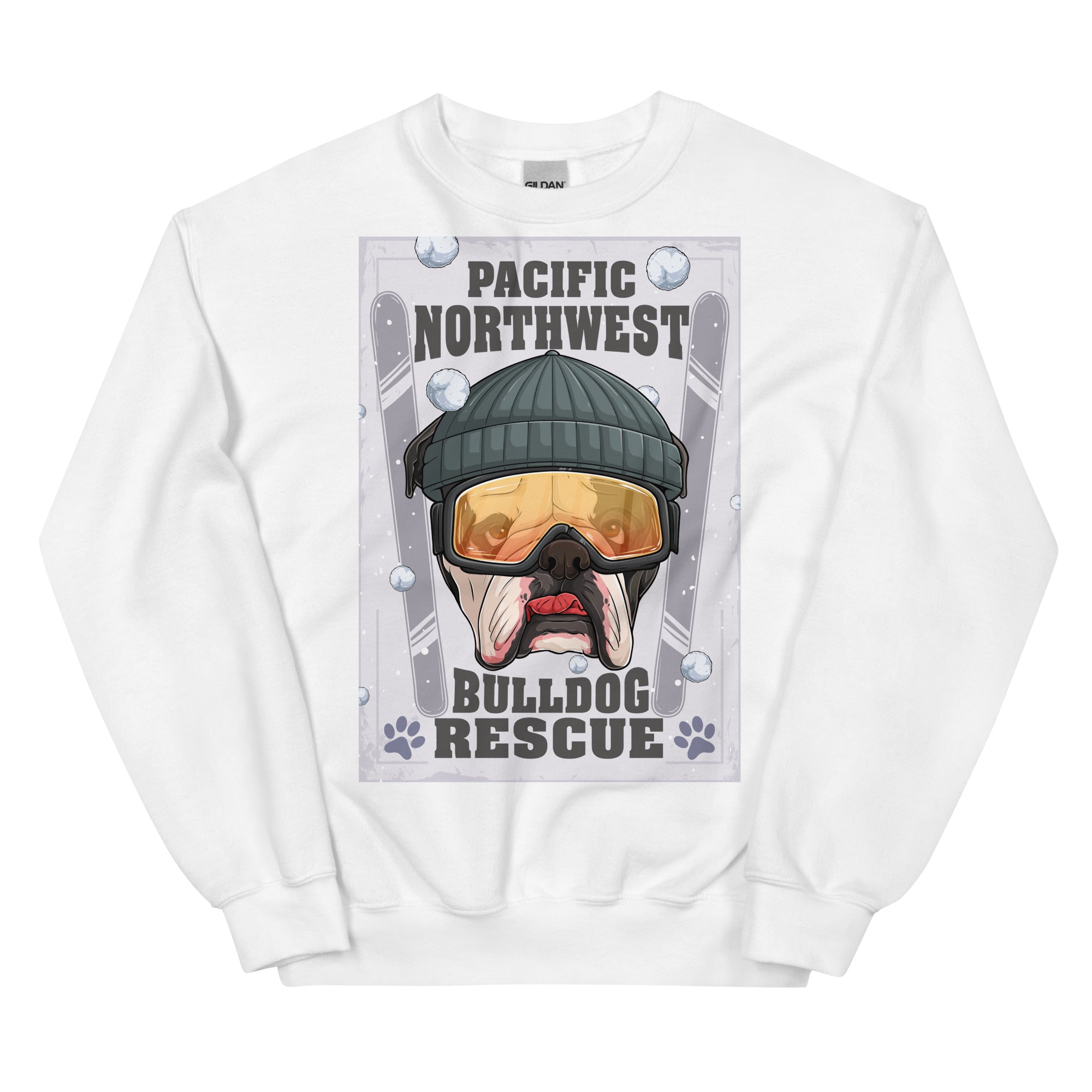 "Snow Bullies" English Bulldog Skier Unisex Sweatshirt