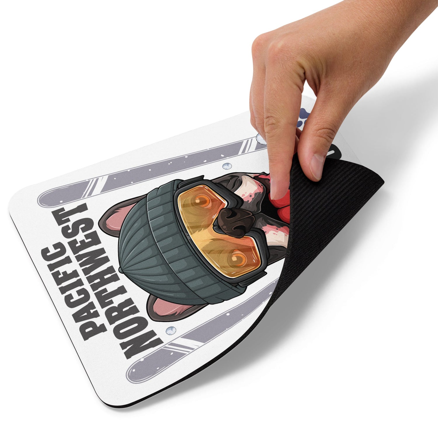 "Snow Bullies" Frenchie Skier Mouse Pad