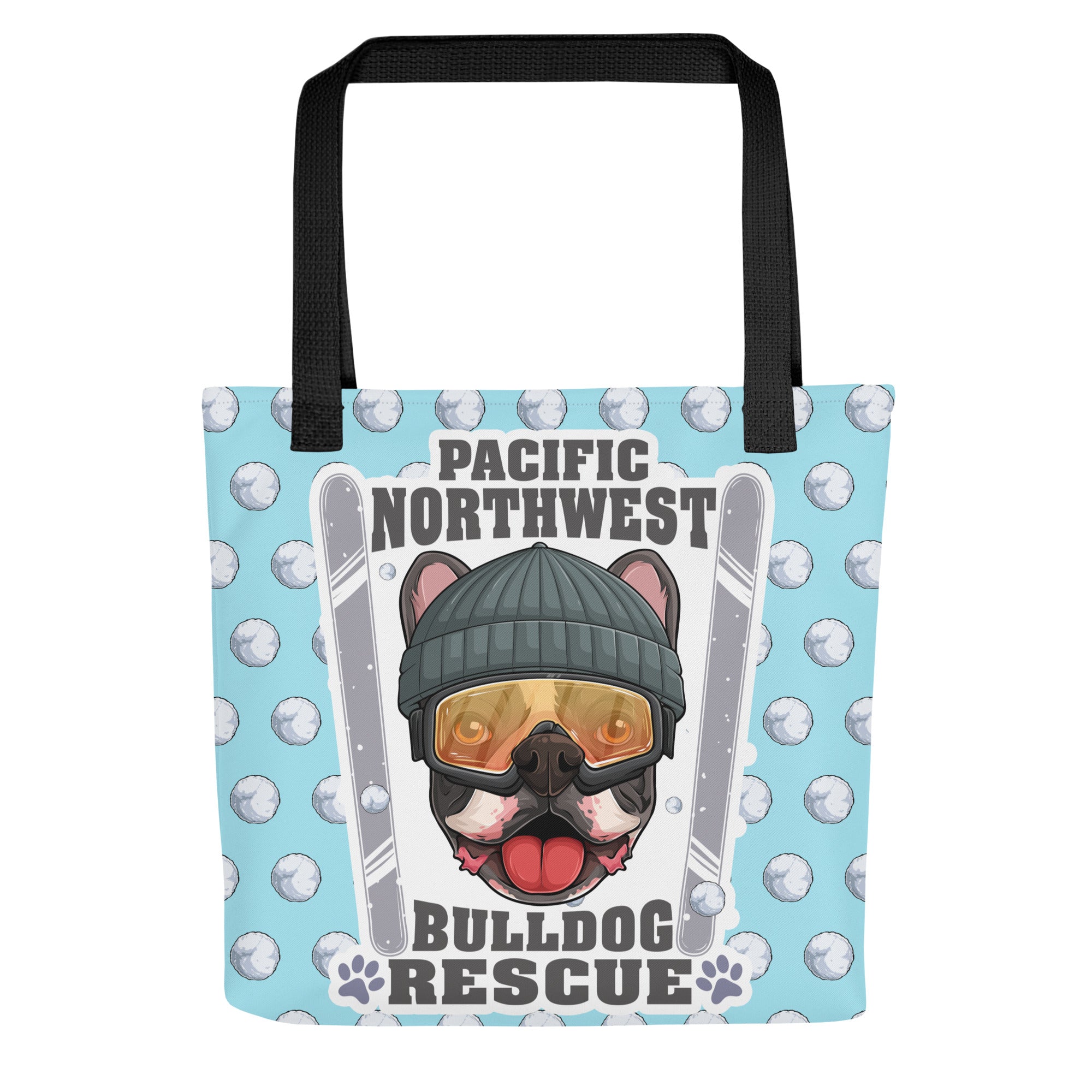 "Snow Bullies" Frenchie Skier Tote Bag