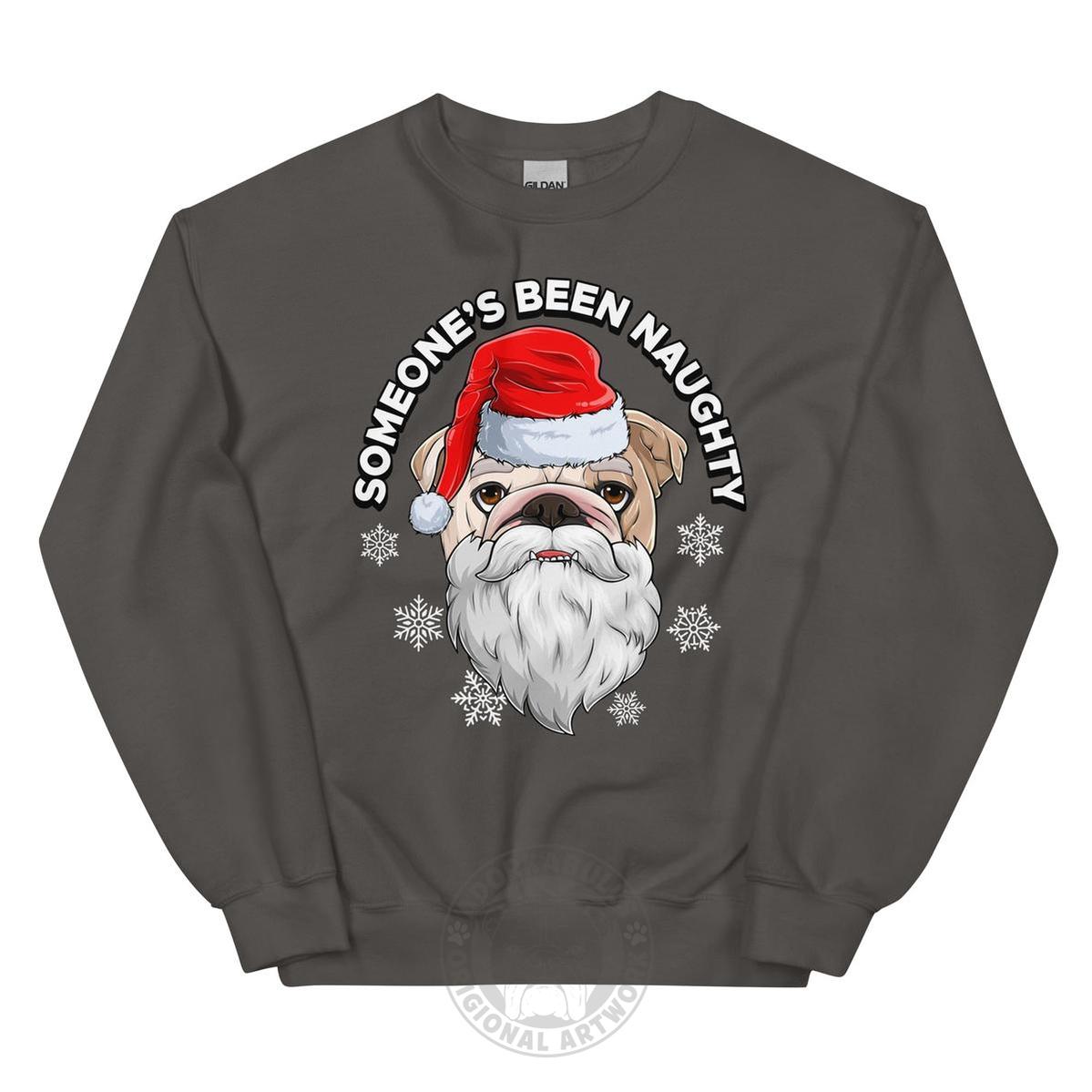 "Someone’s Been Naughty" Bulldog Sweatshirt | Fawn & White Colored