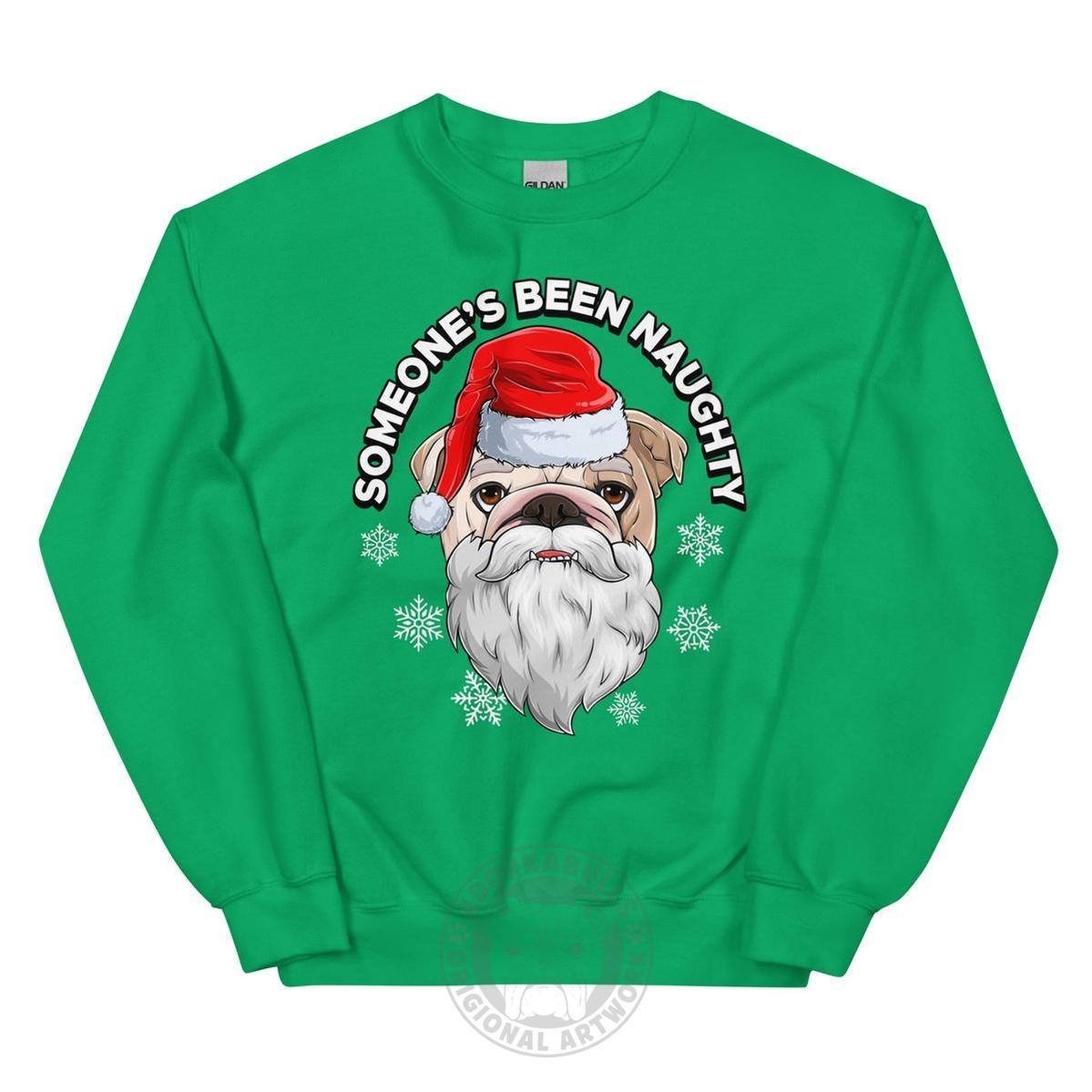 "Someone’s Been Naughty" Bulldog Sweatshirt | Fawn & White Colored