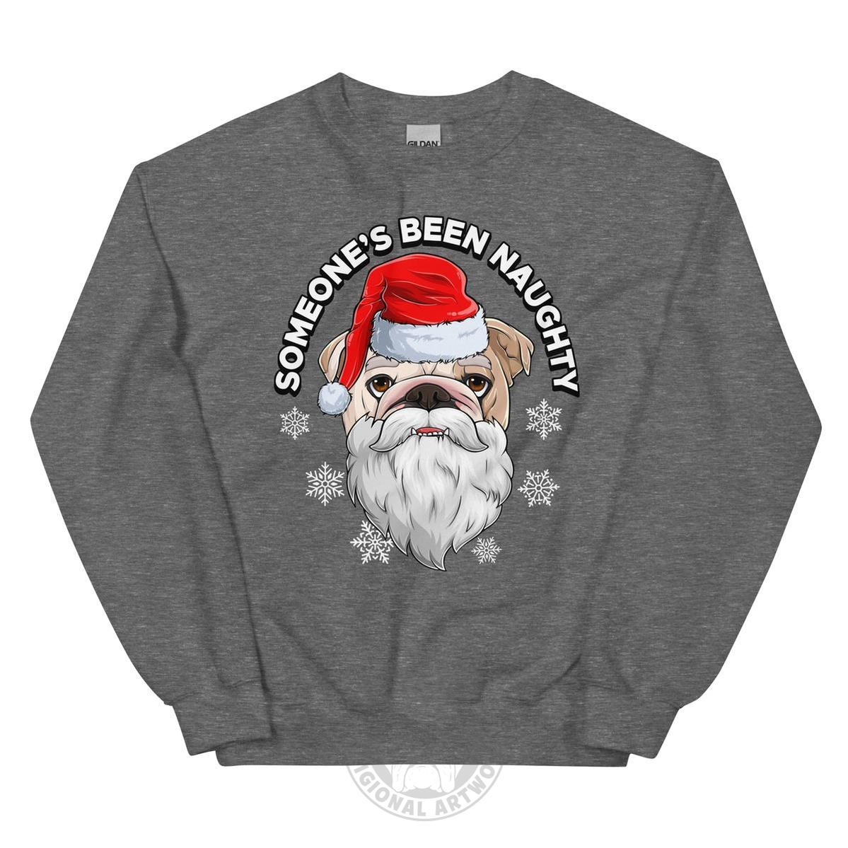 "Someone’s Been Naughty" Bulldog Sweatshirt | Fawn & White Colored