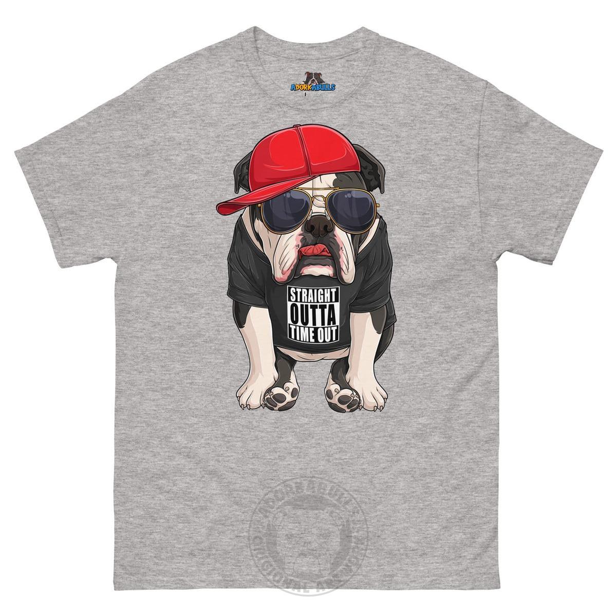 "Straight Outta Time Out" Male Bulldog Men’s Tee | Black & White Colored