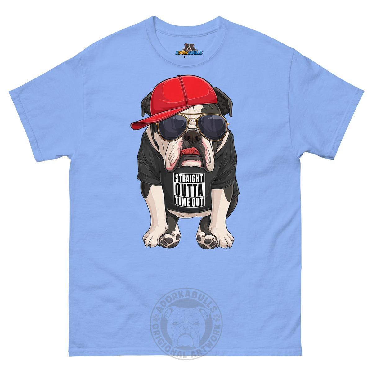 "Straight Outta Time Out" Male Bulldog Men’s Tee | Black & White Colored