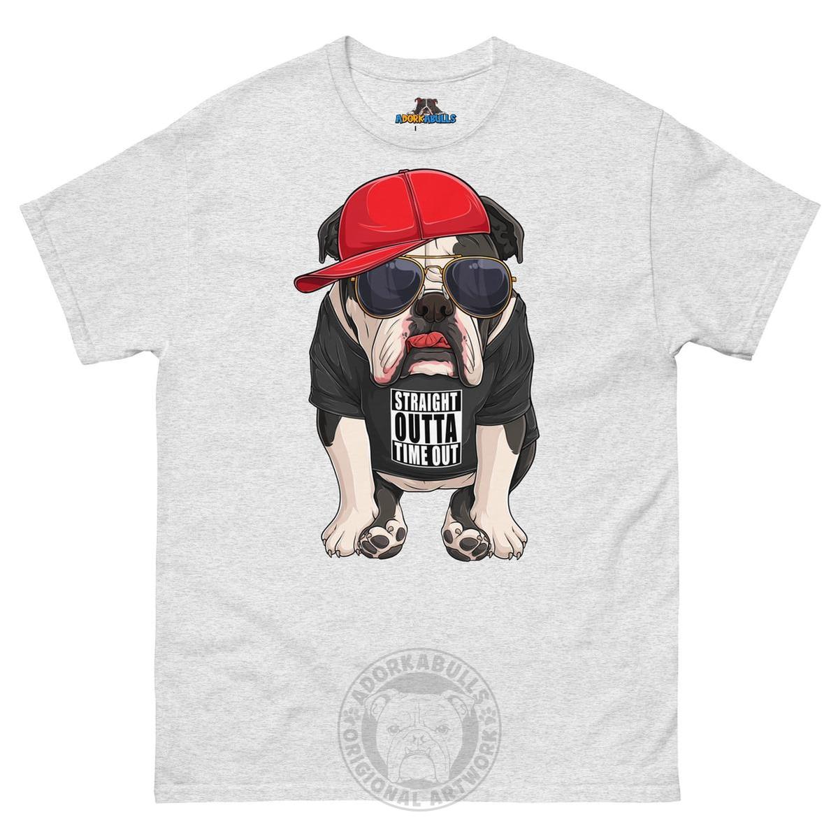 "Straight Outta Time Out" Male Bulldog Men’s Tee | Black & White Colored